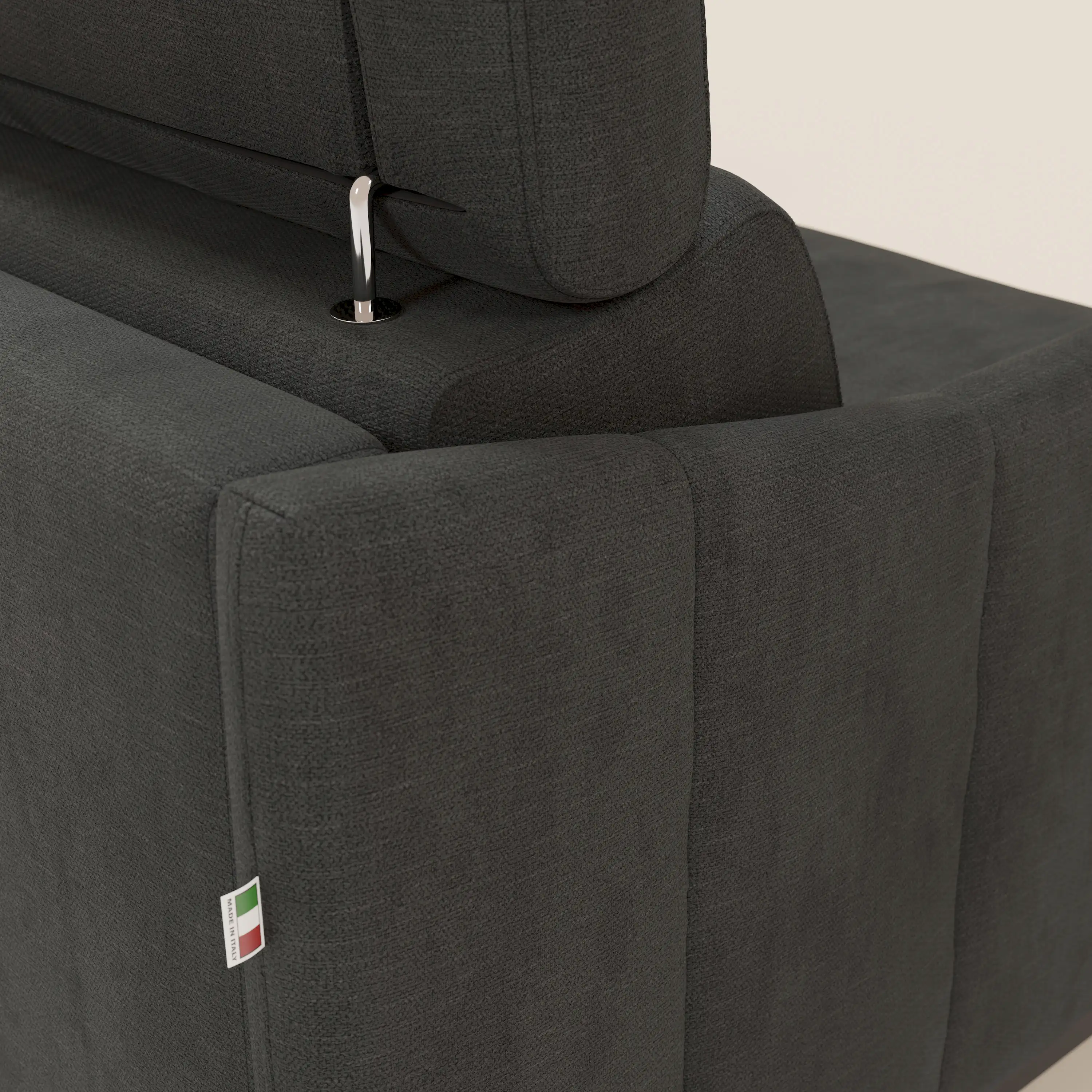 Loto Canapé d'angle convertible avec chaise longue coffre, têtières et matelas H 18 cm en tissu doux imperméable T14 anthracite - Image 8