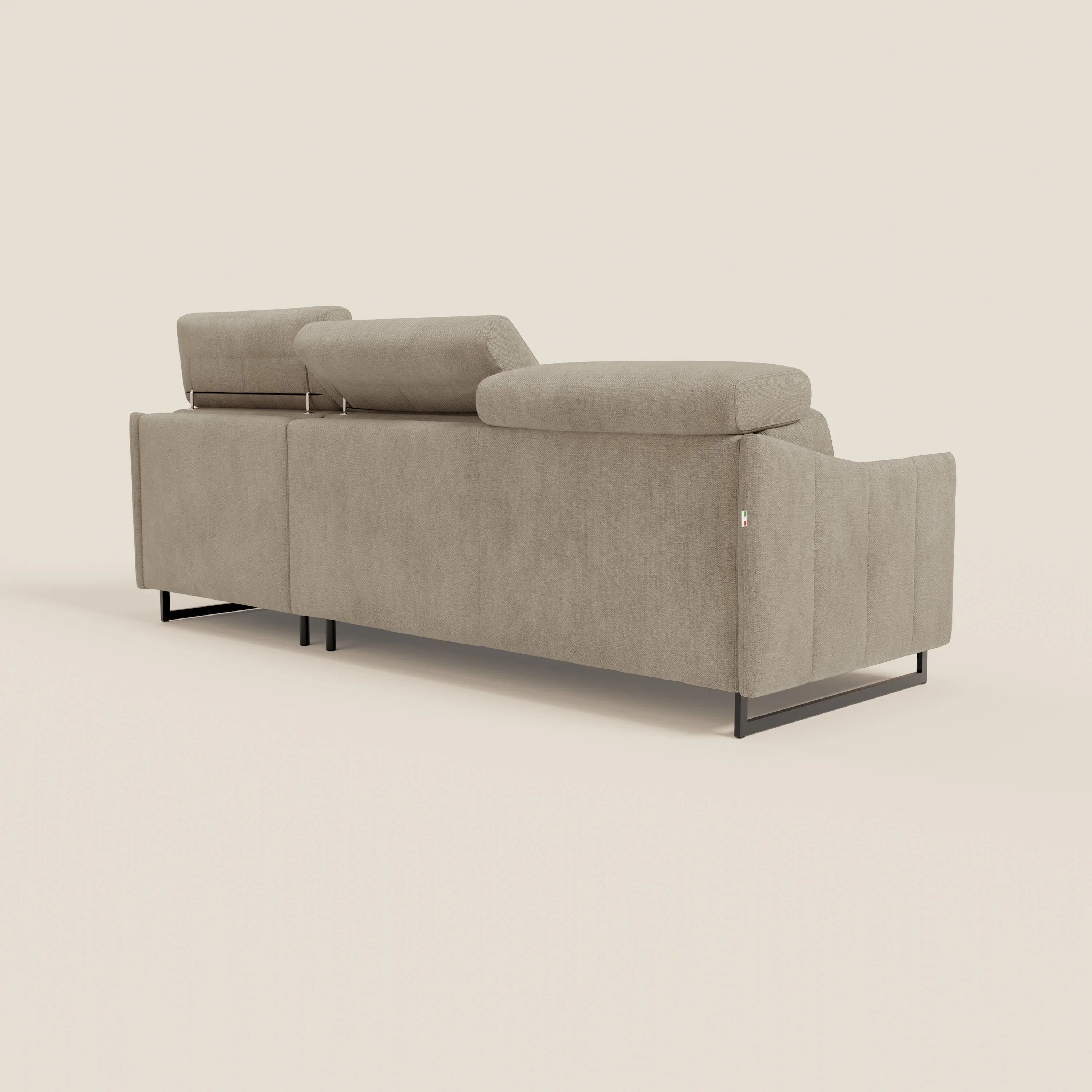 Loto Canapé d'angle convertible avec chaise longue coffre, têtières et matelas H 18 cm en tissu doux imperméable T14 beige - Image 7
