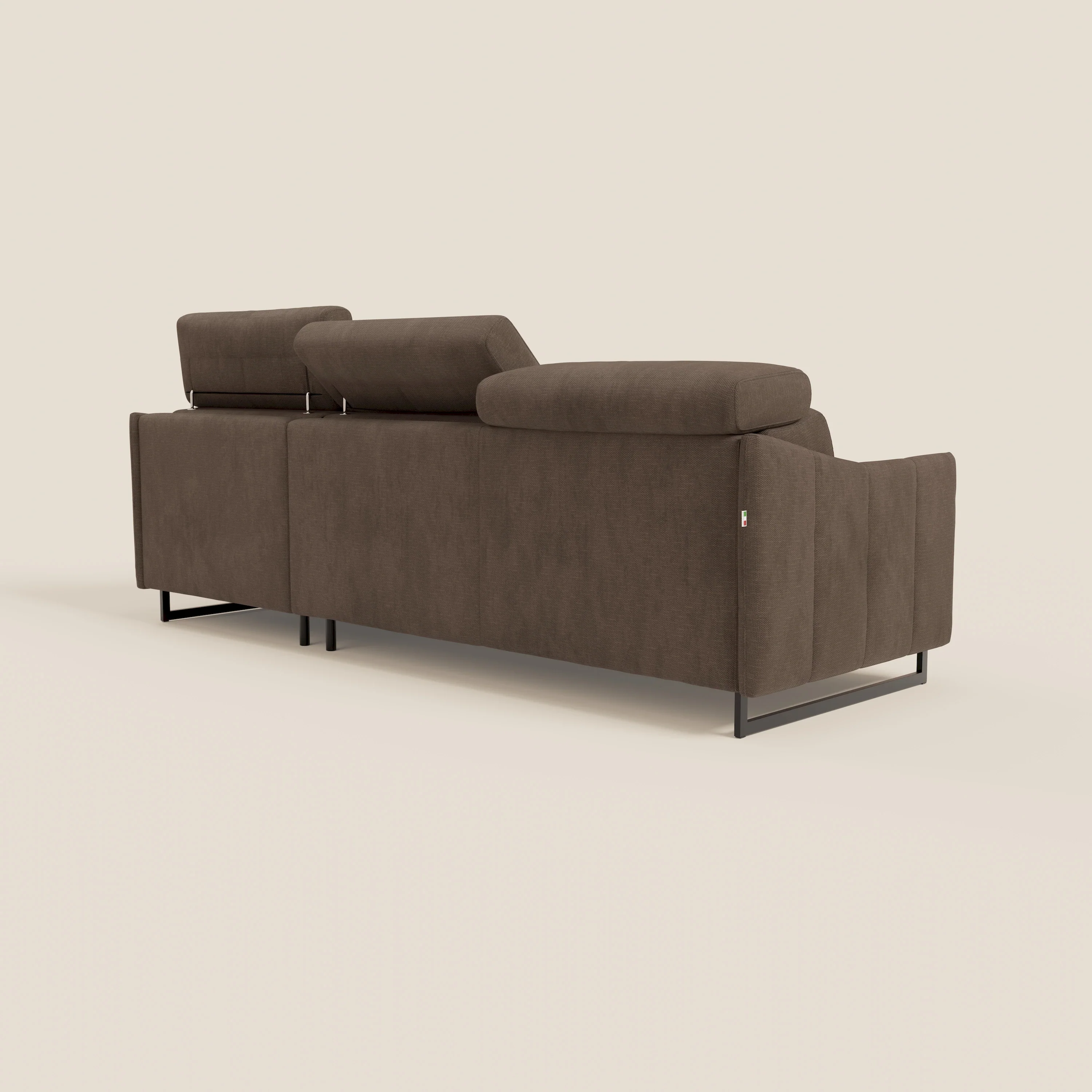 Loto Canapé d'angle convertible avec chaise longue coffre, têtières et matelas H 18 cm en tissu doux imperméable T14 marron - Image 7
