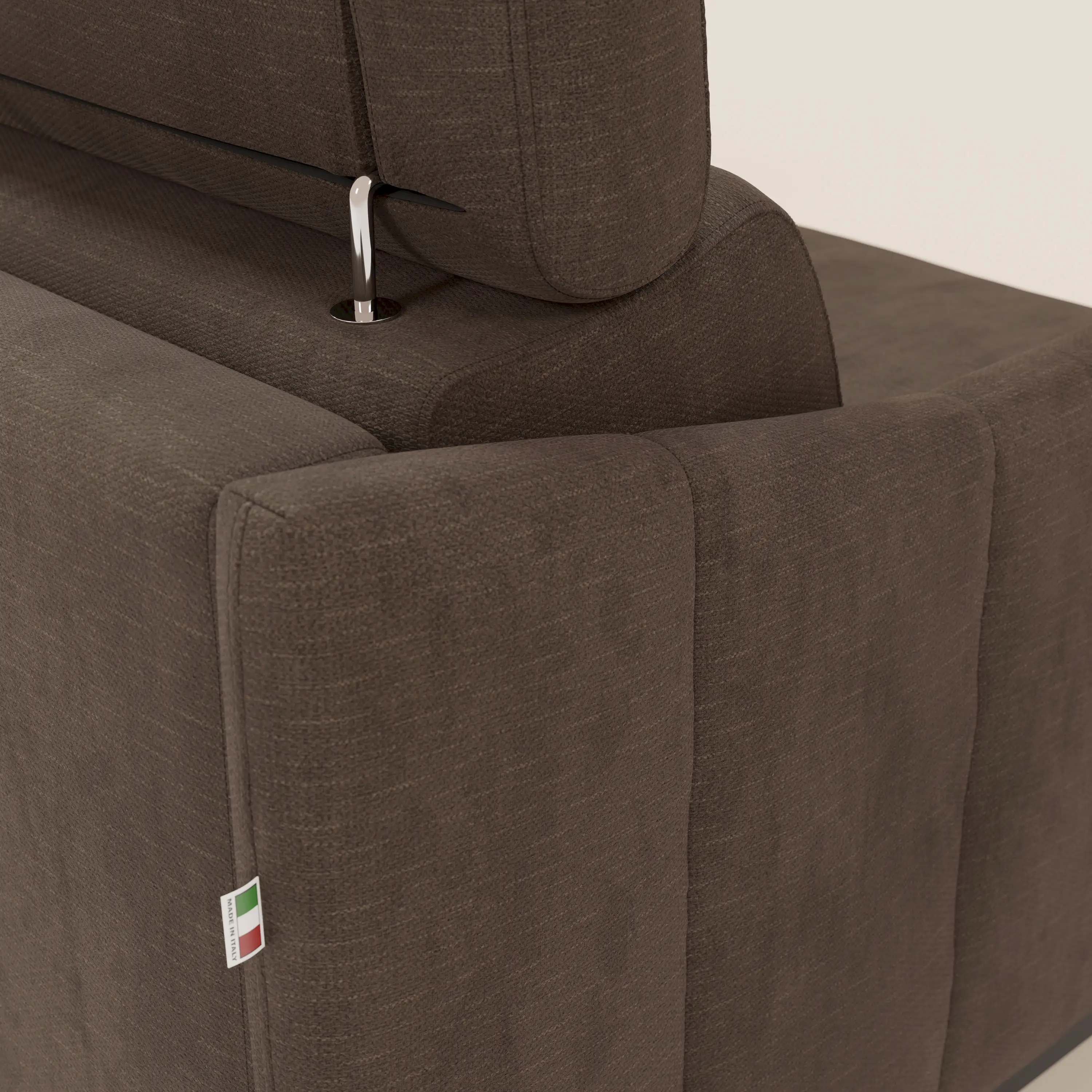 Loto Canapé d'angle convertible avec chaise longue coffre, têtières et matelas H 18 cm en tissu doux imperméable T14 marron - Image 8