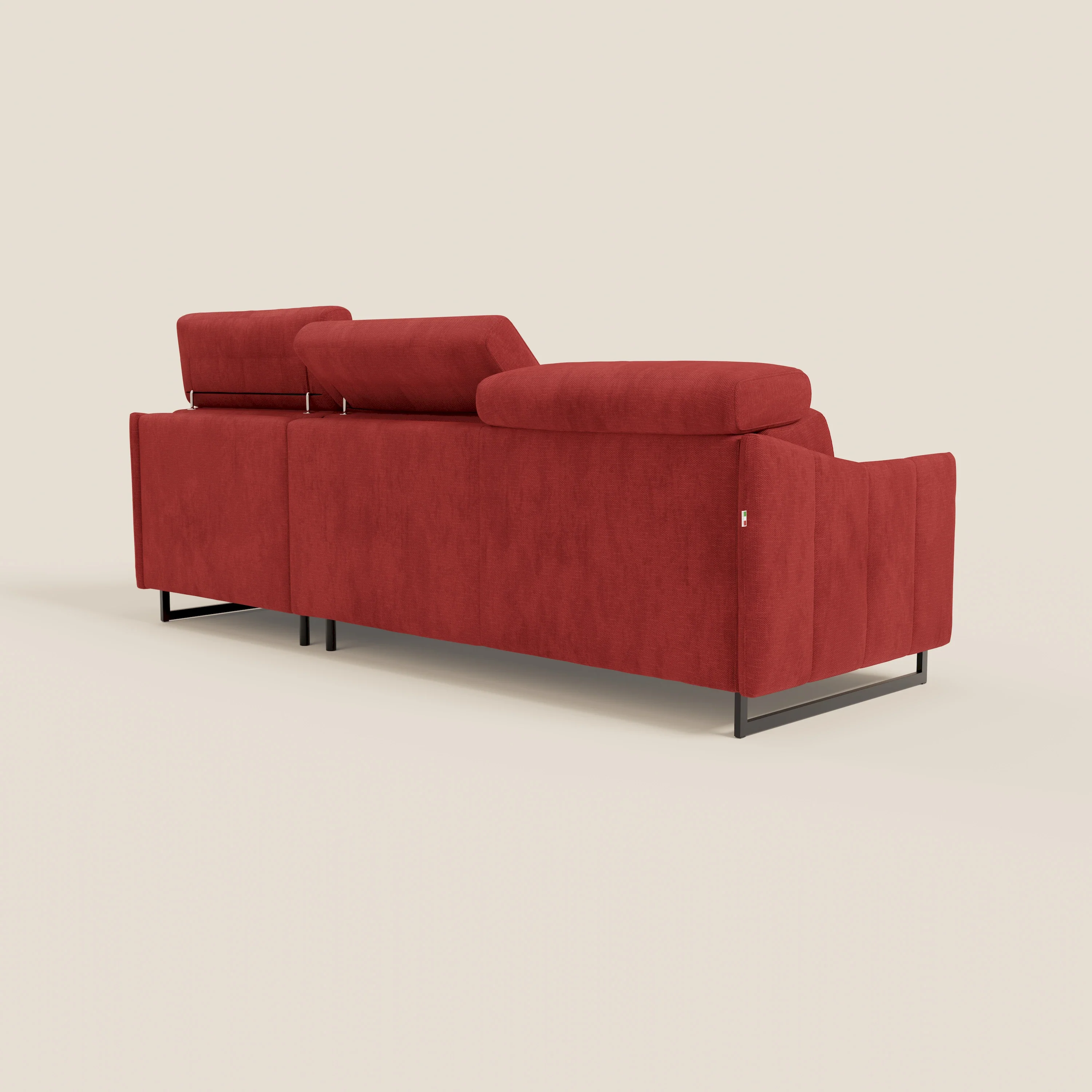 Loto Canapé d'angle convertible avec chaise longue coffre, têtières et matelas H 18 cm en tissu doux imperméable T14 rouge - Image 7