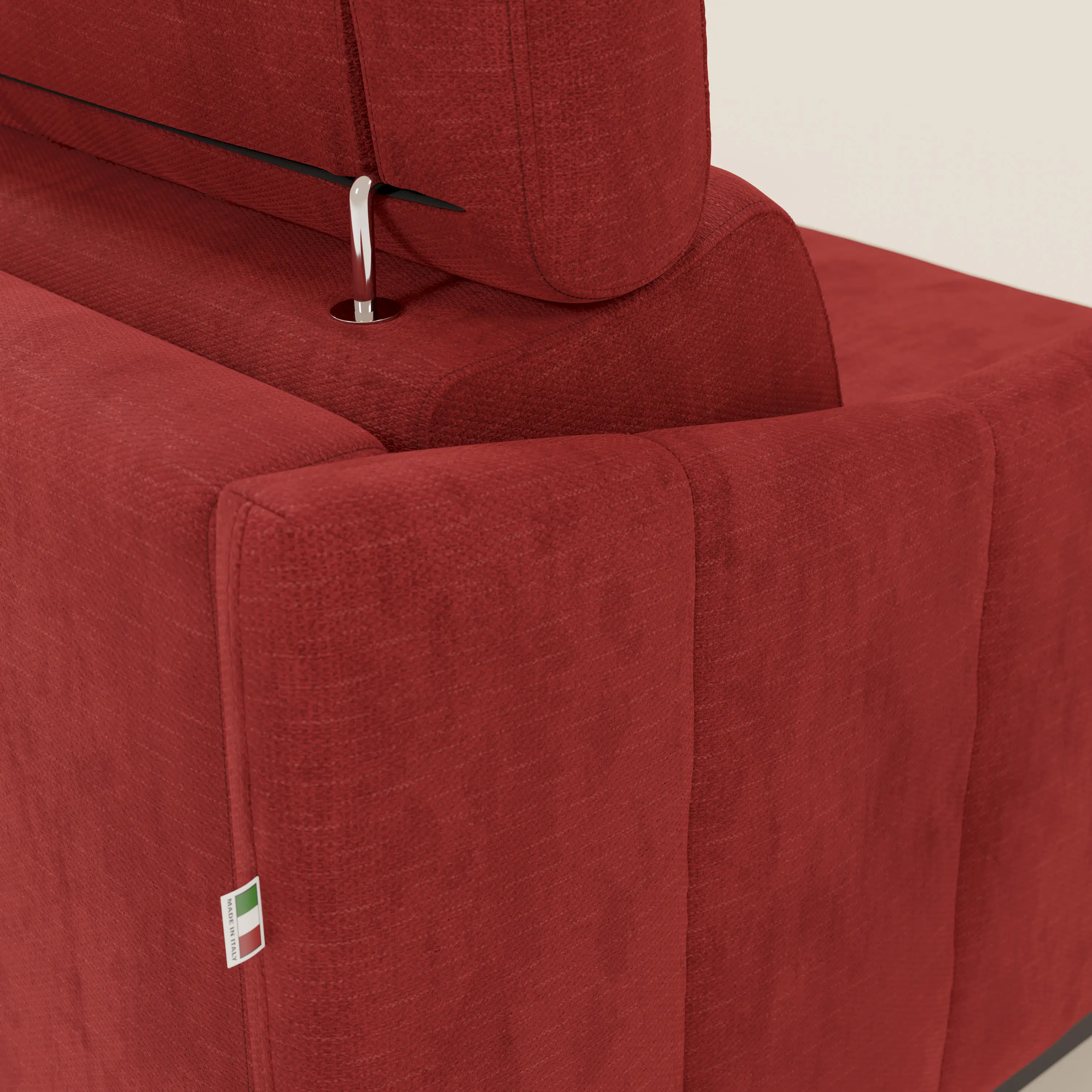 Loto Canapé d'angle convertible avec chaise longue coffre, têtières et matelas H 18 cm en tissu doux imperméable T14 rouge - Image 8