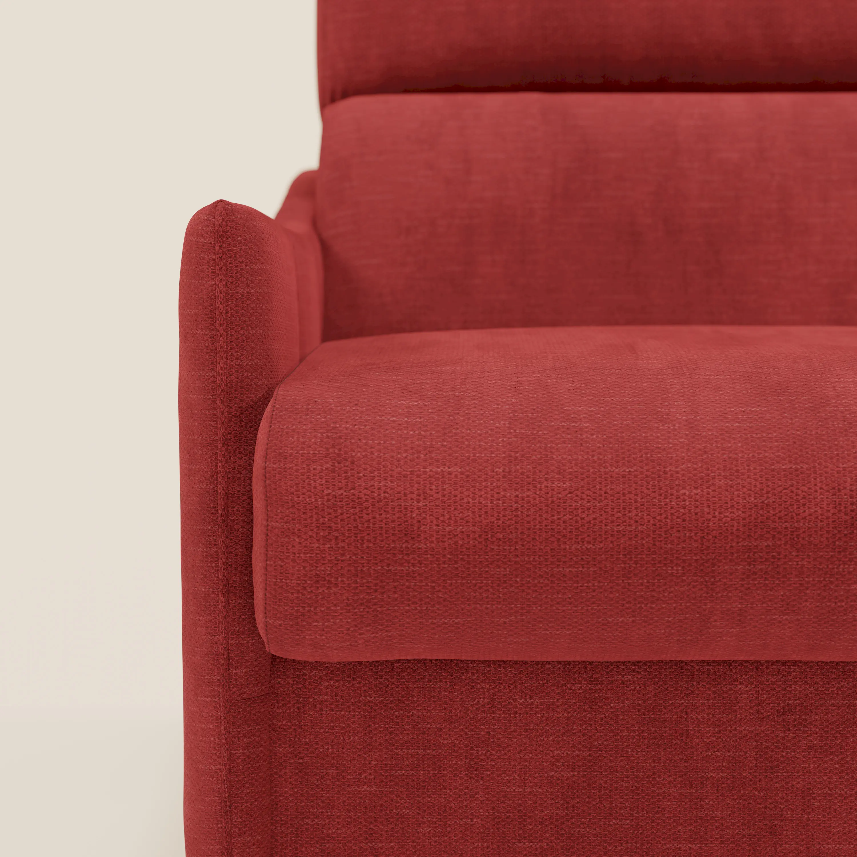 Loto Canapé d'angle convertible avec chaise longue coffre, têtières et matelas H 18 cm en tissu doux imperméable T14 rouge - Image 9