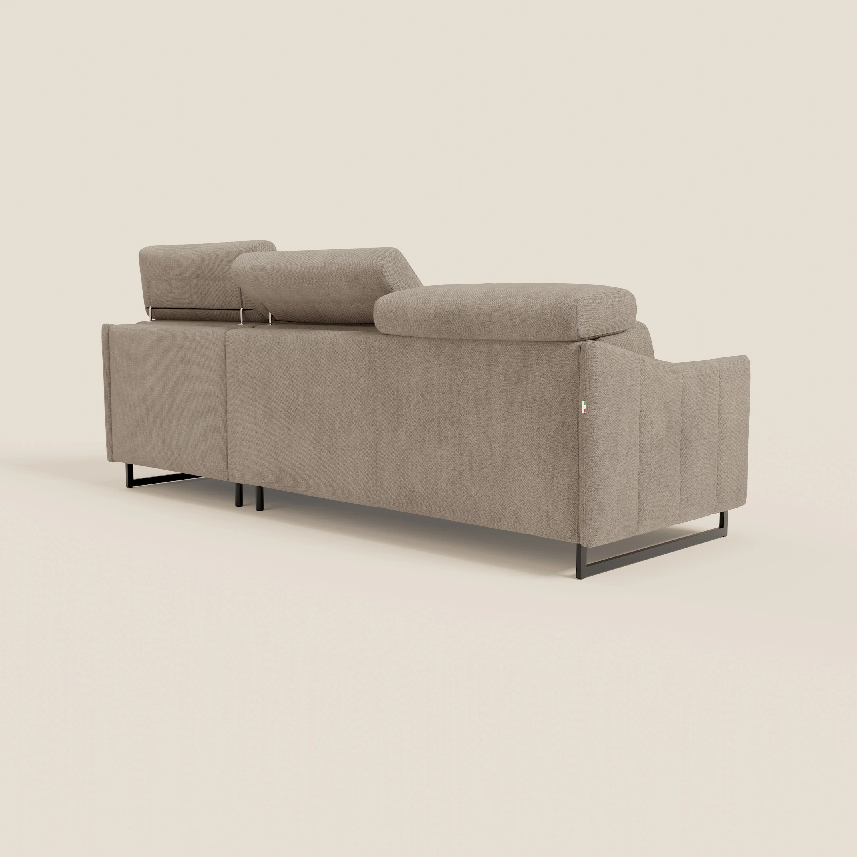 Loto Canapé d'angle convertible avec chaise longue coffre, têtières et matelas H 18 cm en tissu doux imperméable T14 taupe - Image 7