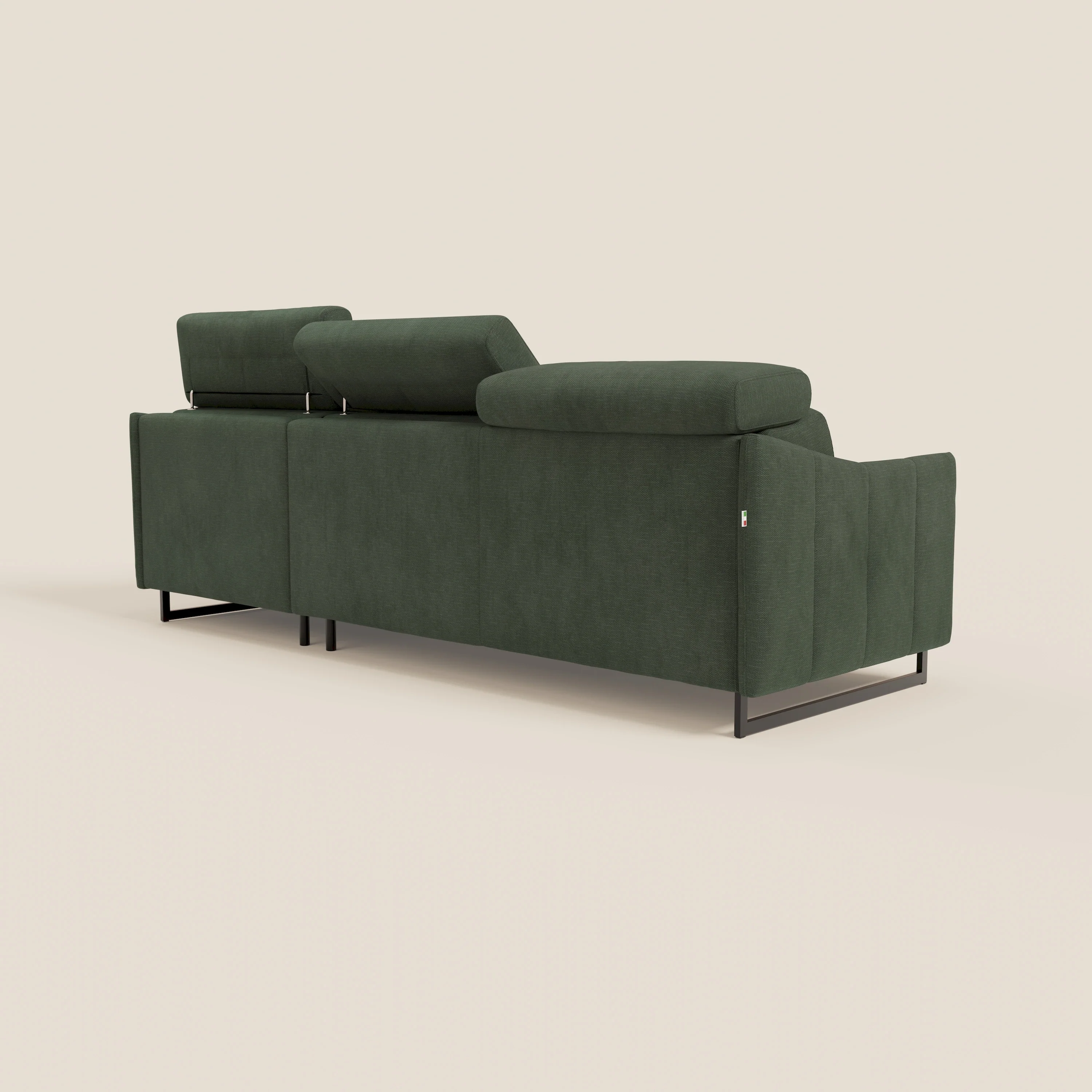 Loto Canapé d'angle convertible avec chaise longue coffre, têtières et matelas H 18 cm en tissu doux imperméable T14 vert - Image 7