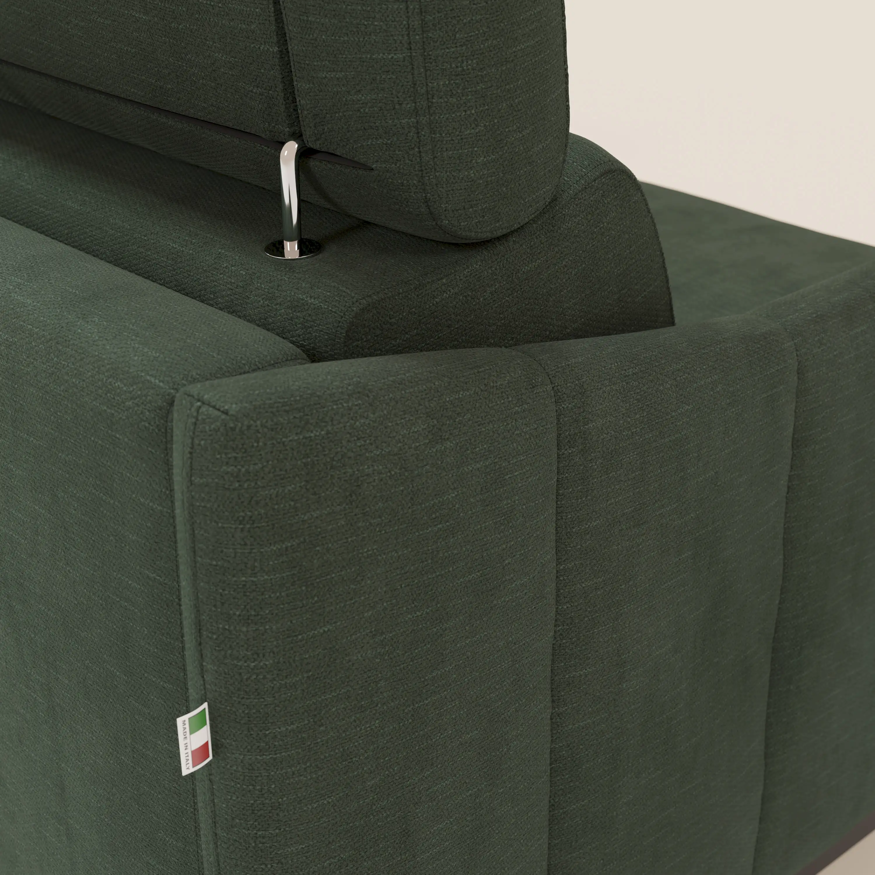 Loto Canapé d'angle convertible avec chaise longue coffre, têtières et matelas H 18 cm en tissu doux imperméable T14 vert - Image 8