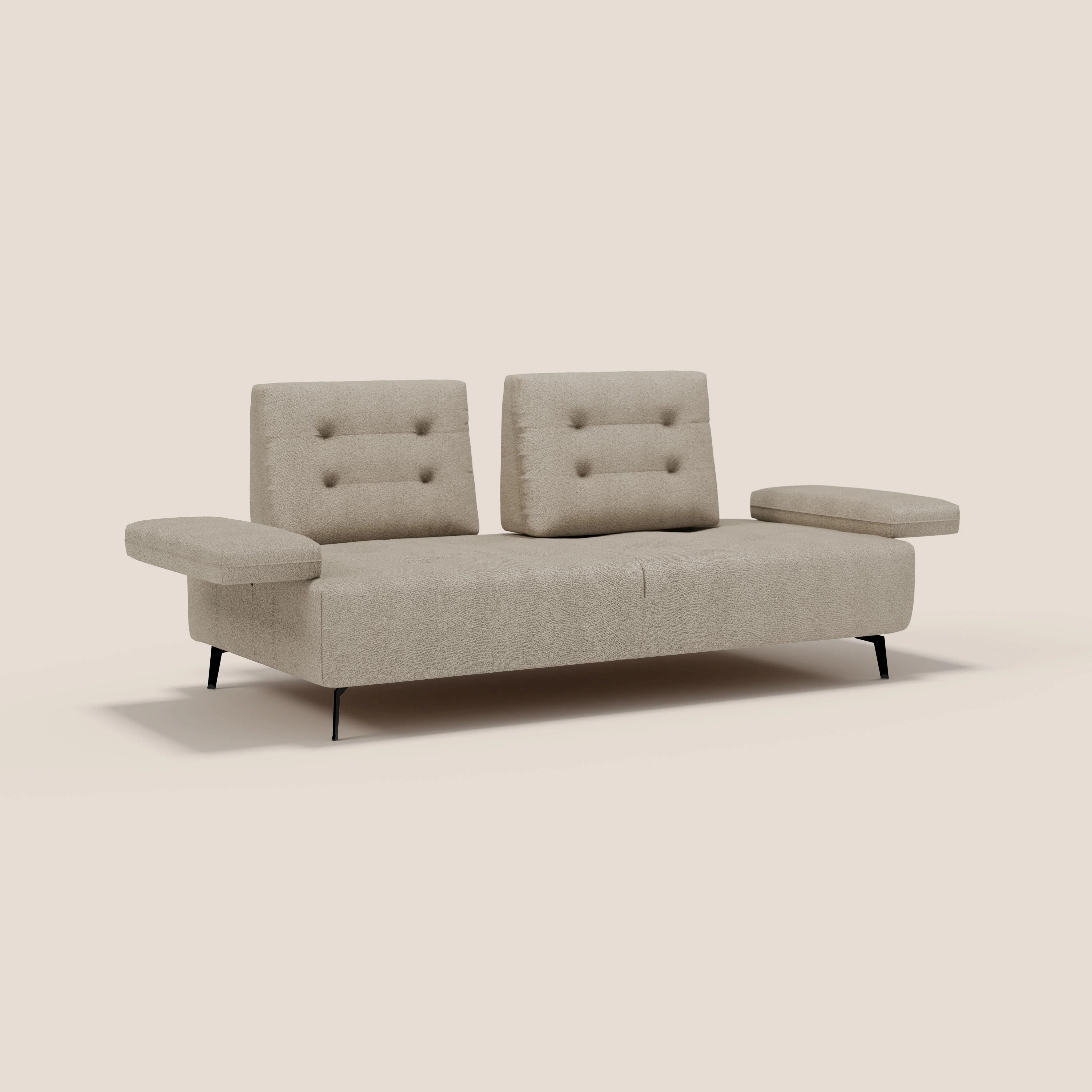 Lugano Canapé 3 places avec dossiers coulissants et accoudoirs réglables en bouclette douce et imperméable T07 beige - Image 2