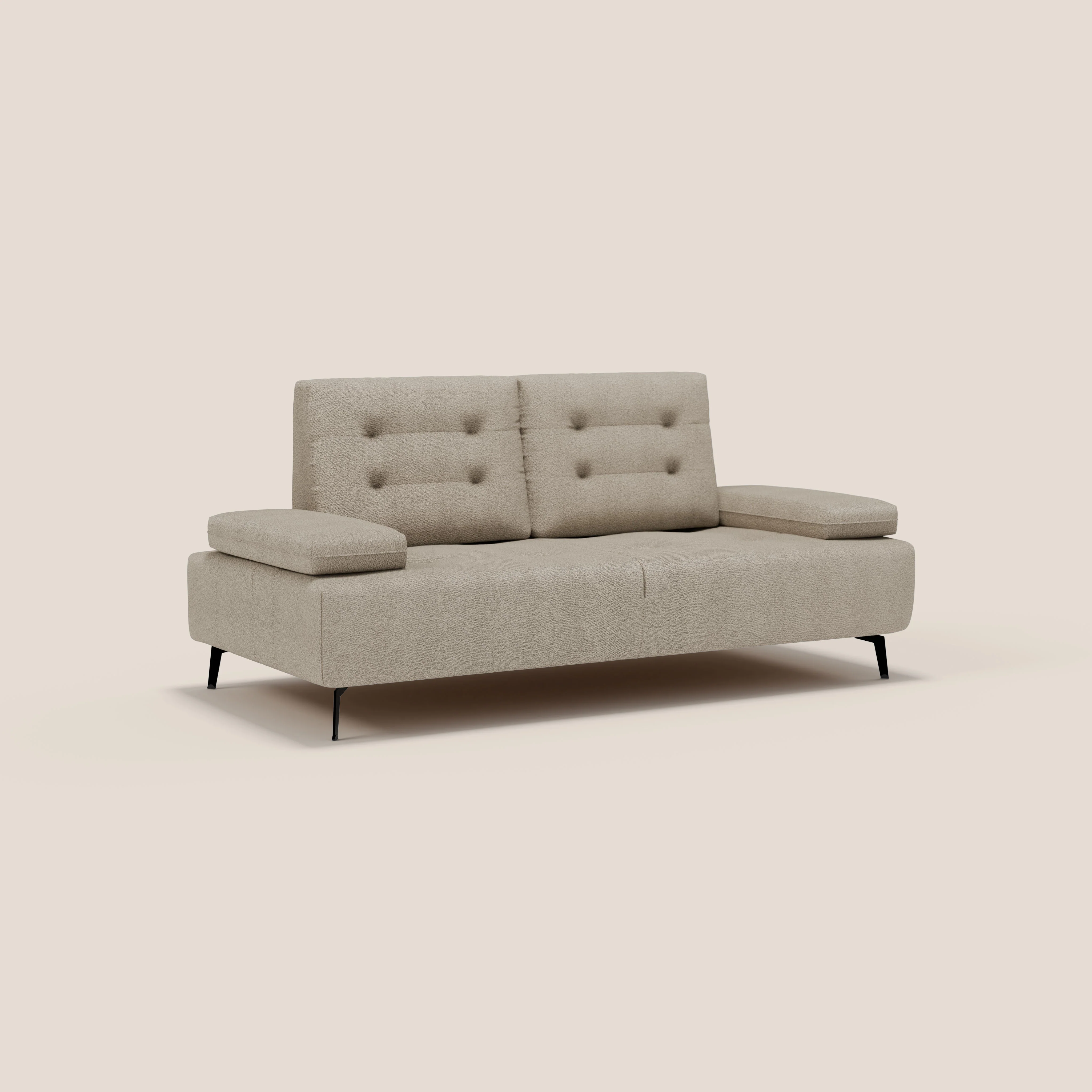 Lugano Canapé 3 places avec dossiers coulissants et accoudoirs réglables en bouclette douce et imperméable T07 beige - Image 3