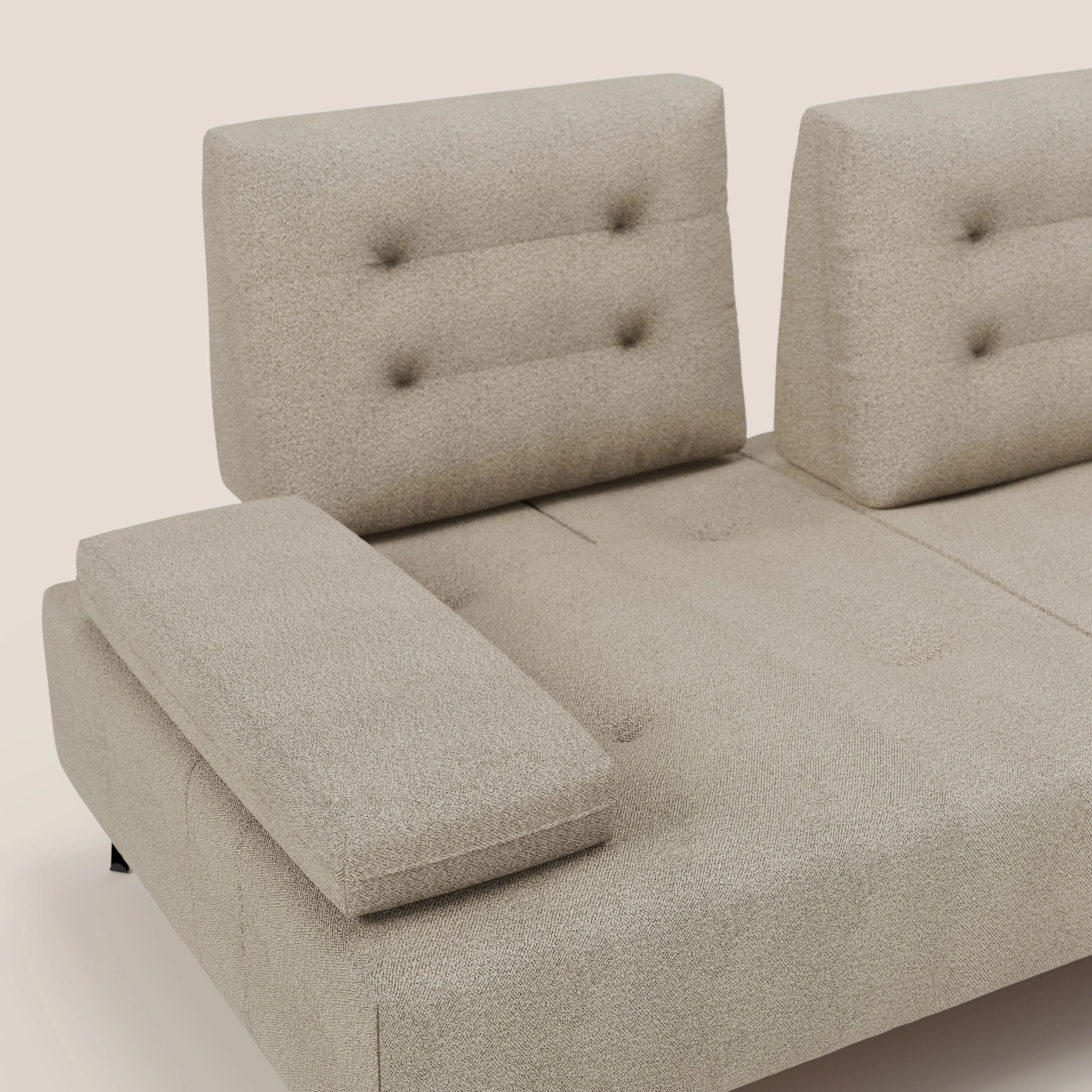 Lugano Canapé 3 places avec dossiers coulissants et accoudoirs réglables en bouclette douce et imperméable T07 beige - Image 9