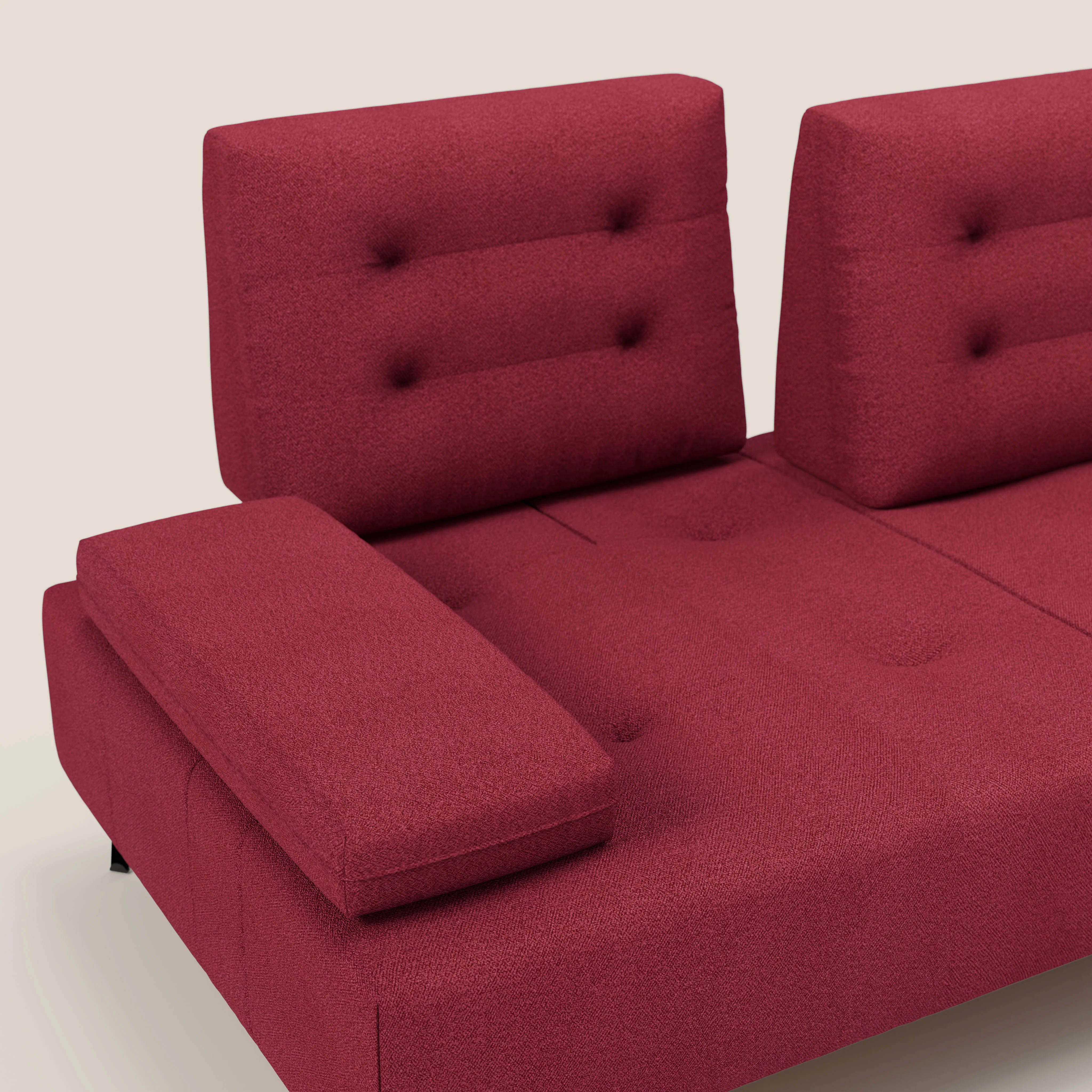 Lugano Canapé 3 places avec dossiers coulissants et accoudoirs réglables en bouclette douce et imperméable T07 rouge - Image 9