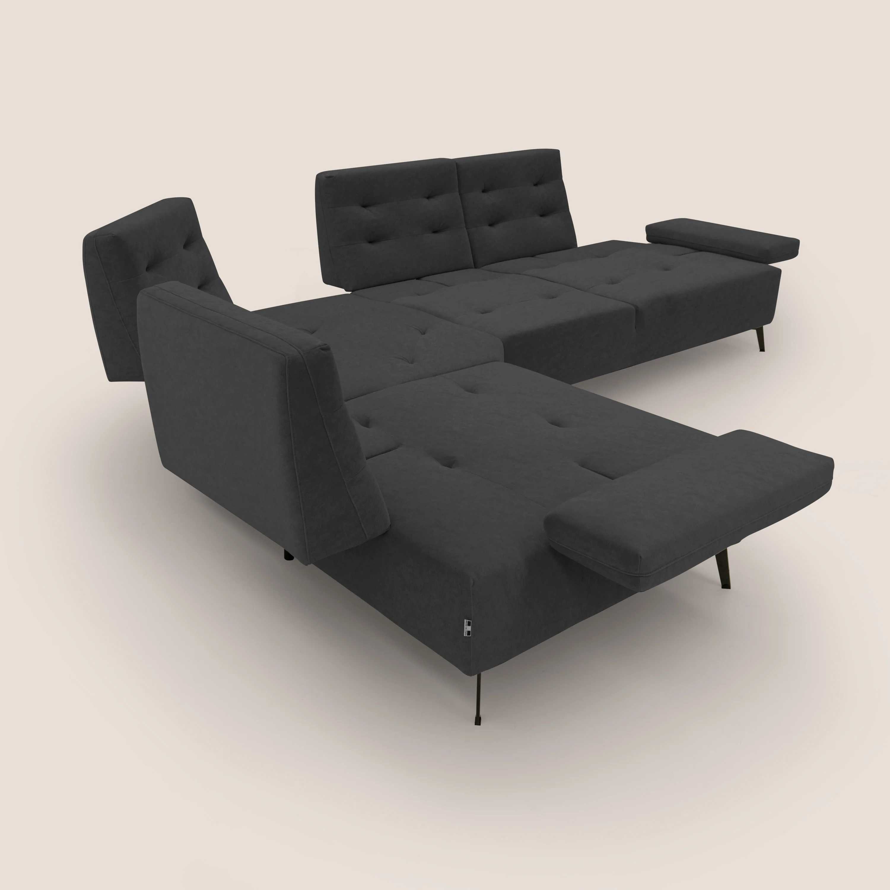Lugano Canapé d'angle avec dossiers coulissants en velours doux T09 anthracite - Image 12