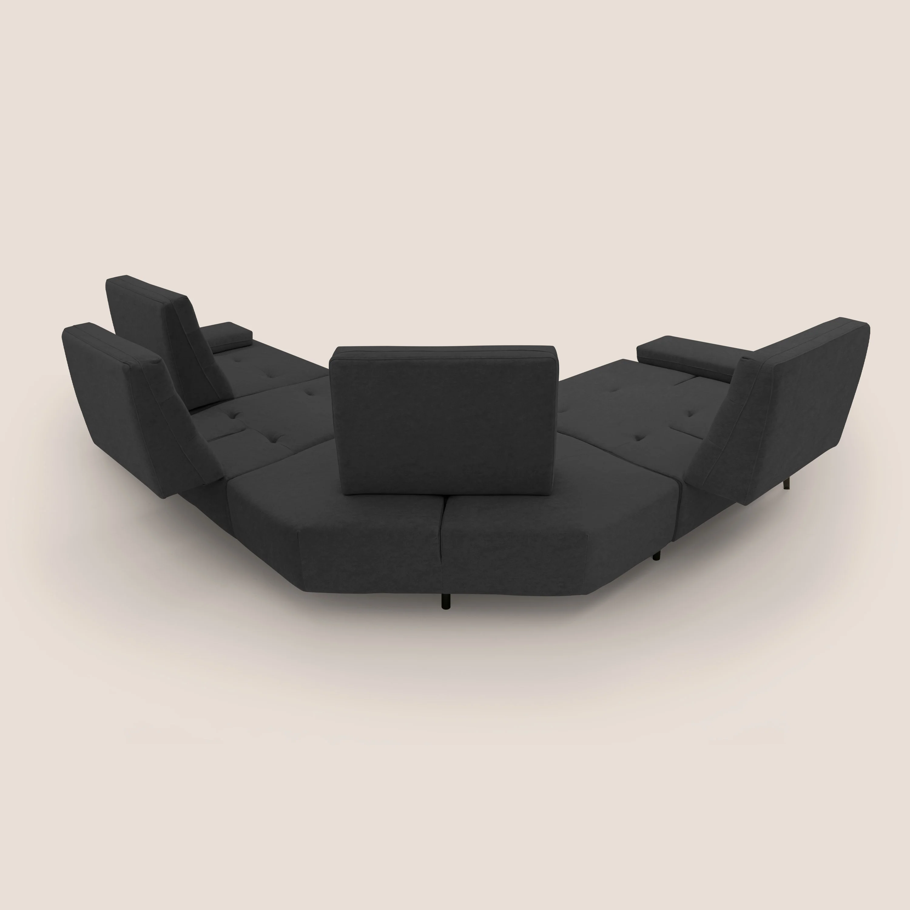 Lugano Canapé d'angle avec dossiers coulissants en velours doux T09 anthracite - Image 13