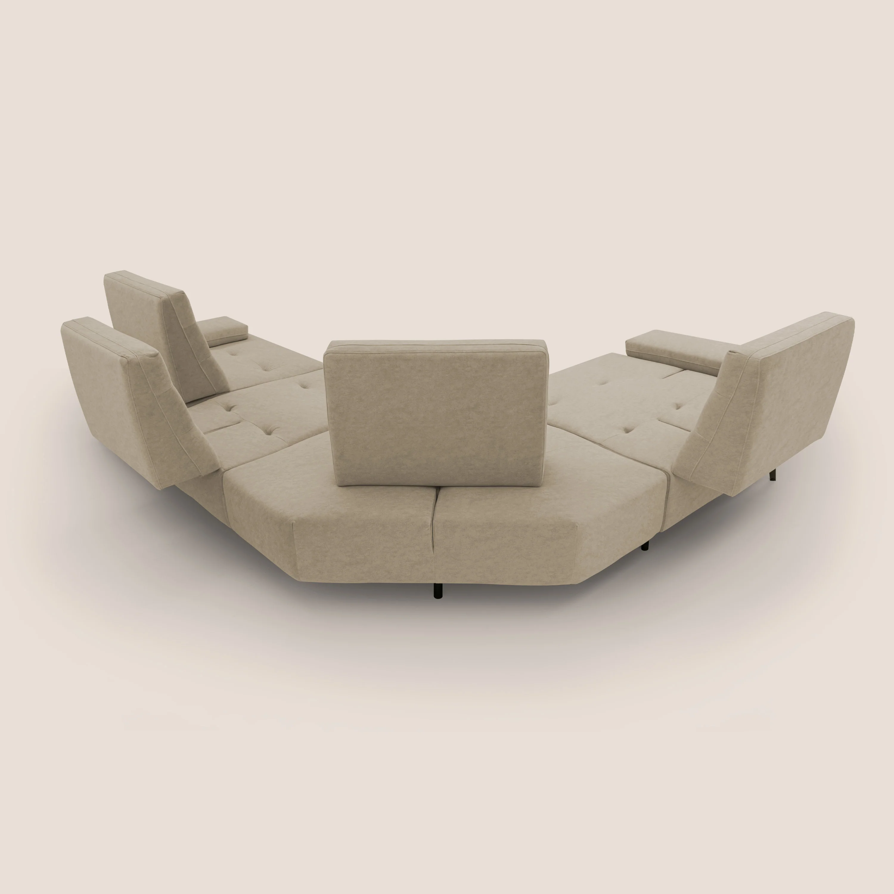 Lugano Canapé d'angle avec dossiers coulissants en velours doux T09 beige - Image 13