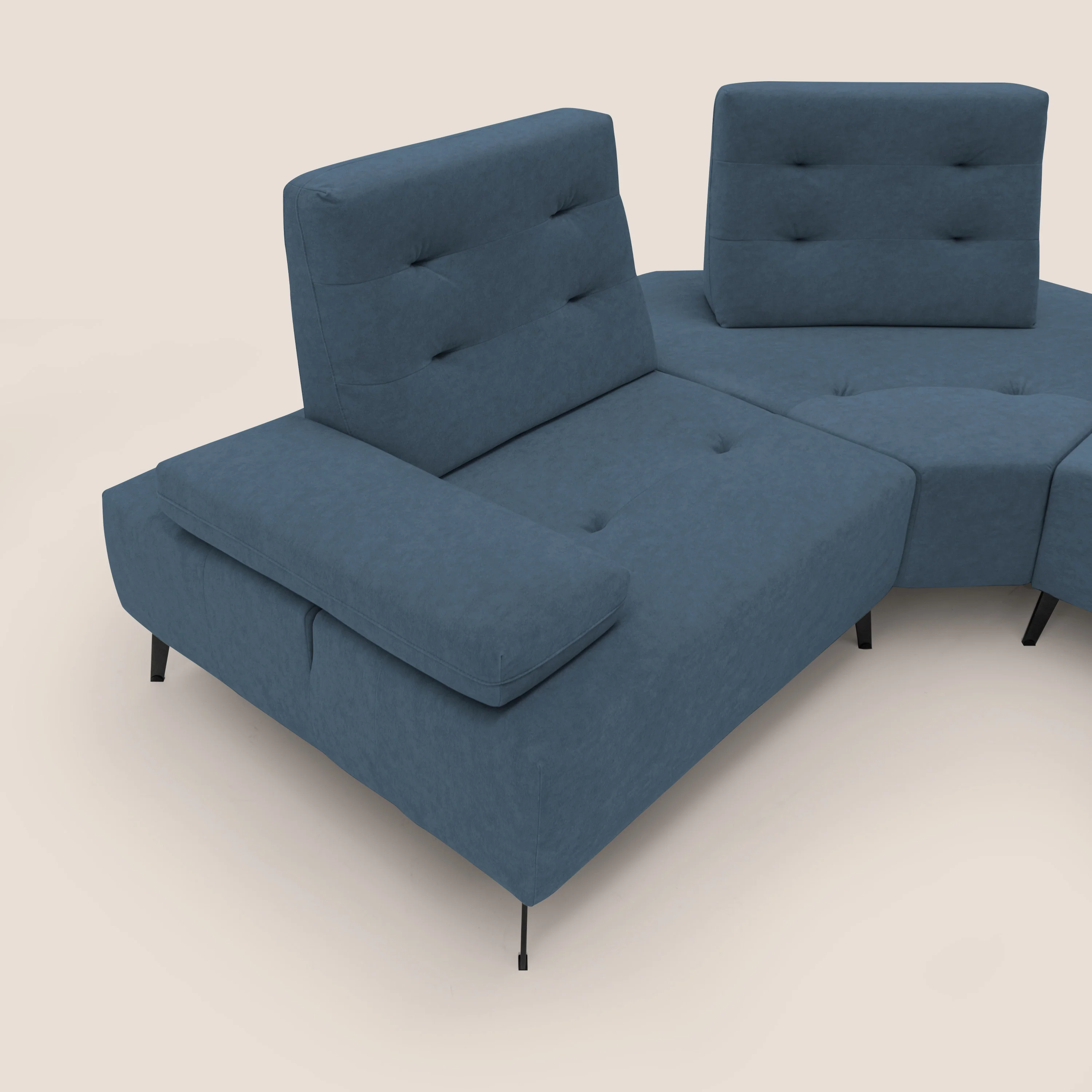 Lugano Divano angolare con schienali traslanti in microfibra effetto velluto T09 blu - Image 10