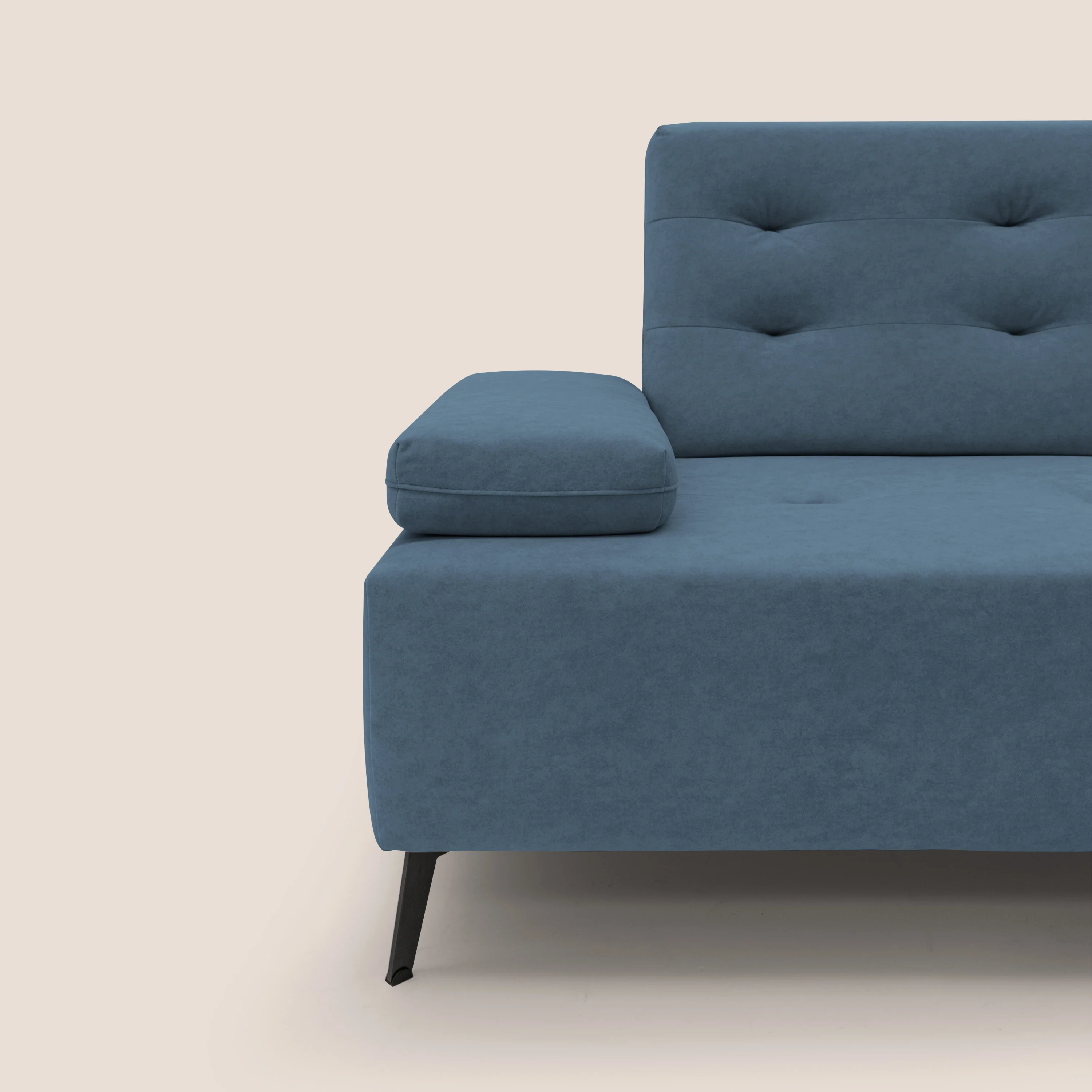 Lugano Divano angolare con schienali traslanti in microfibra effetto velluto T09 blu - Image 5