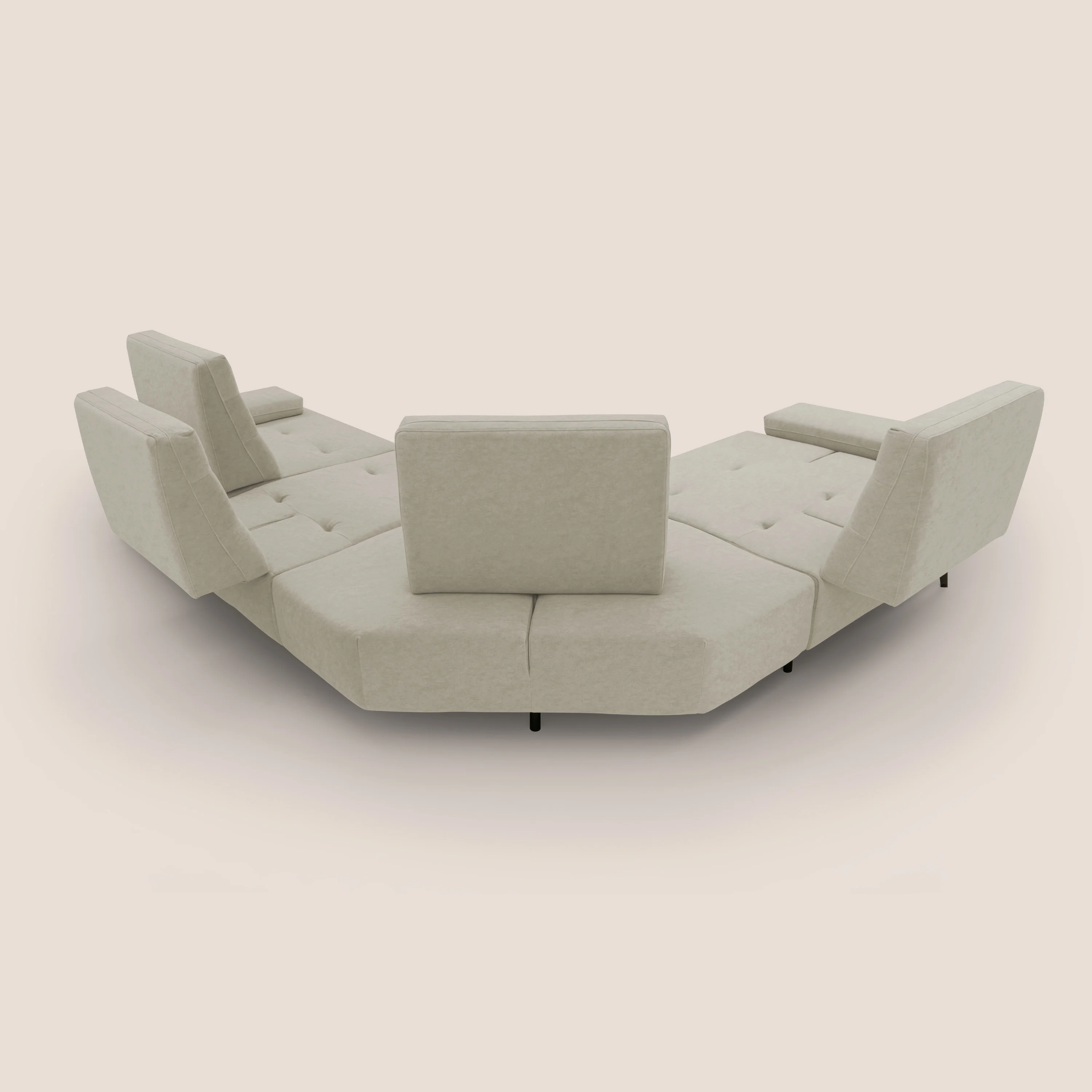Lugano Canapé d'angle avec dossiers coulissants en velours doux T09 crème - Image 13
