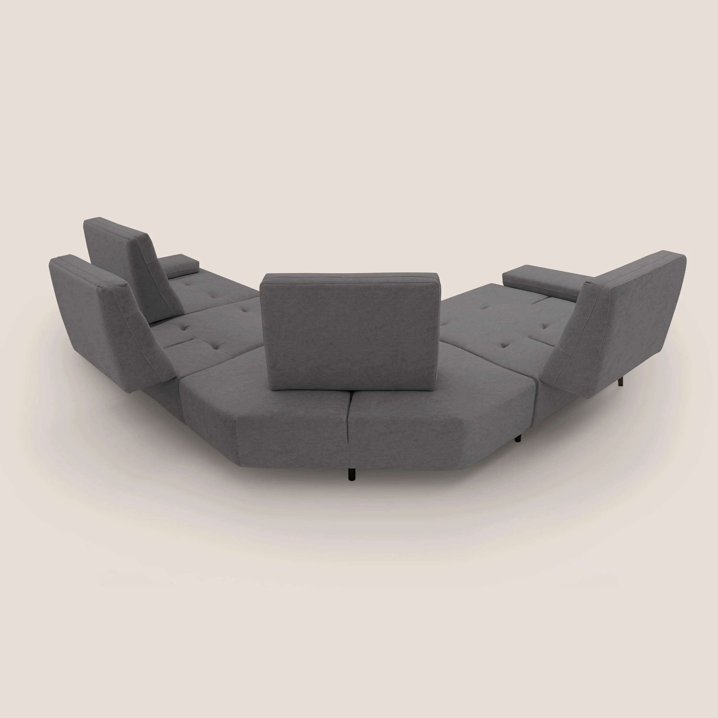 Lugano Canapé d'angle avec dossiers coulissants en velours doux T09 gris - Image 13