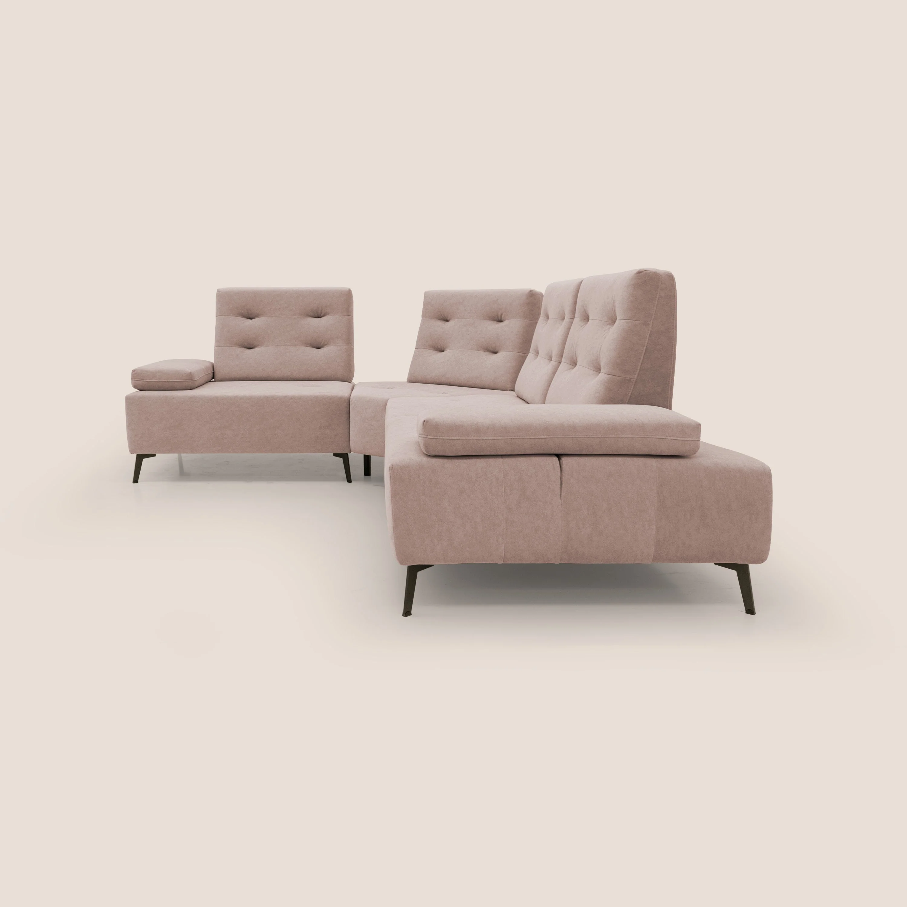 Lugano Canapé d'angle avec dossiers coulissants en velours doux T09 rose - Image 8