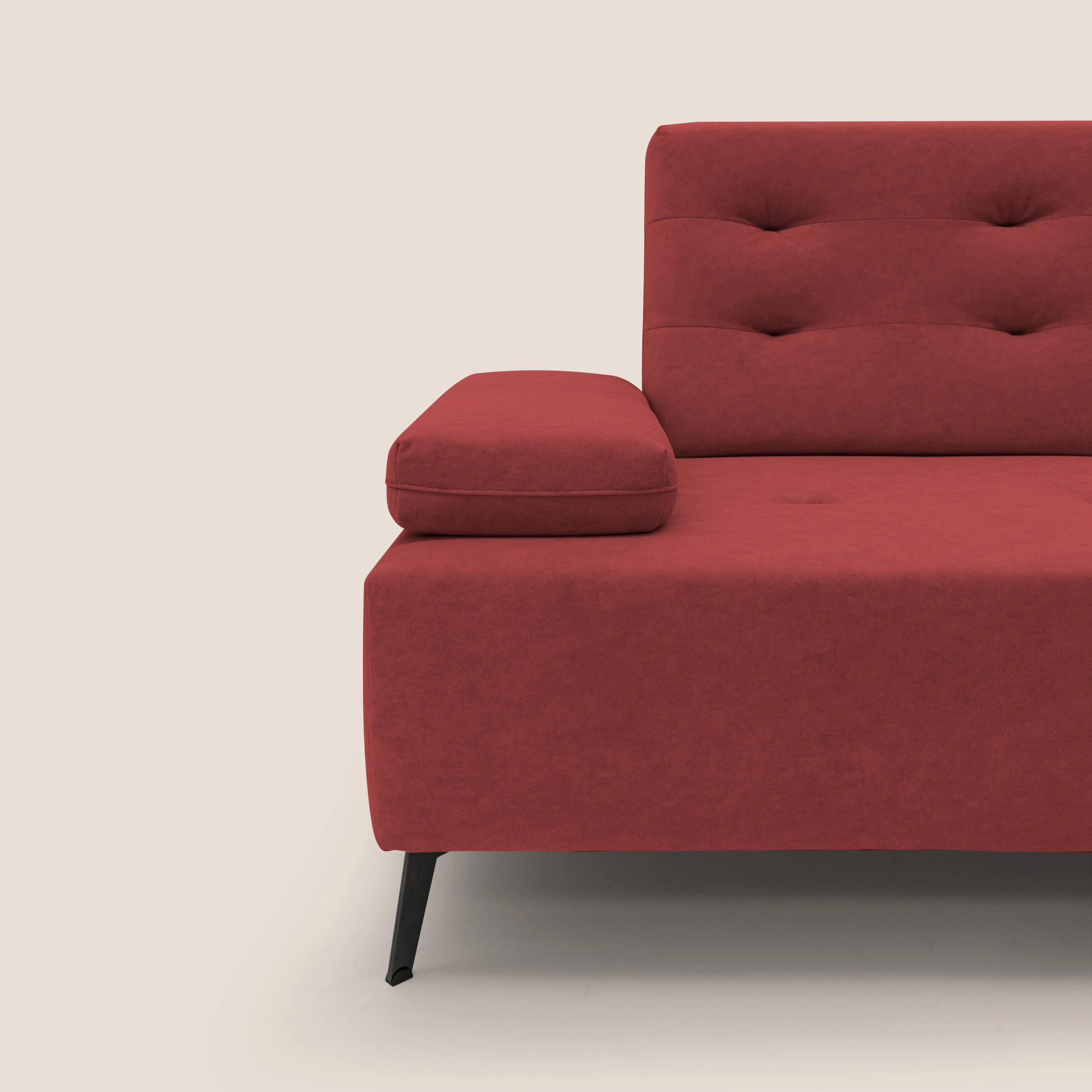 Lugano Canapé d'angle avec dossiers coulissants en velours doux T09 rouge - Image 5