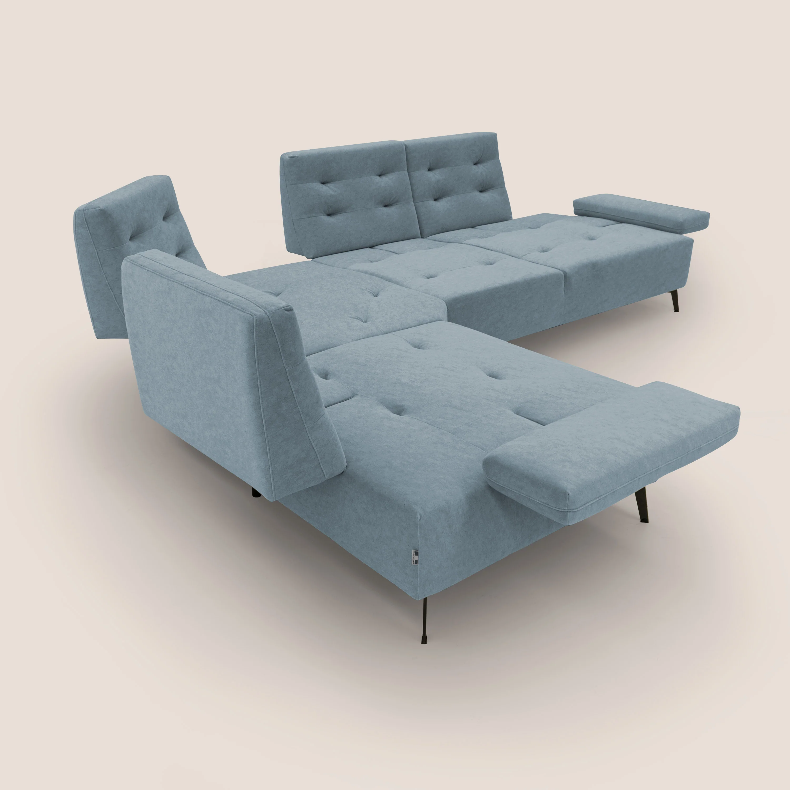 Lugano Canapé d'angle avec dossiers coulissants en velours doux T09 sucre glace - Image 12