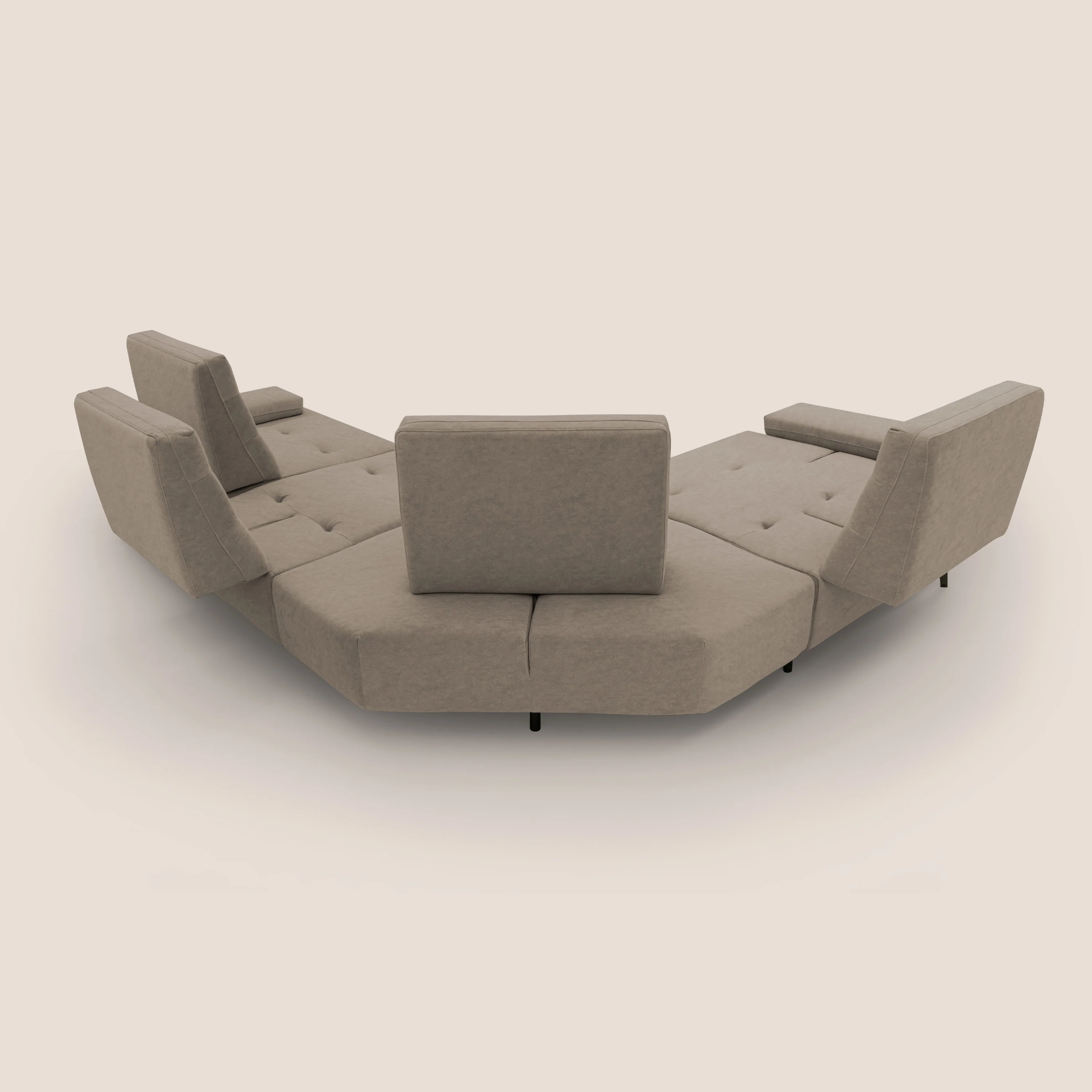 Lugano Canapé d'angle avec dossiers coulissants en velours doux T09 Taupe tortora - Image 13