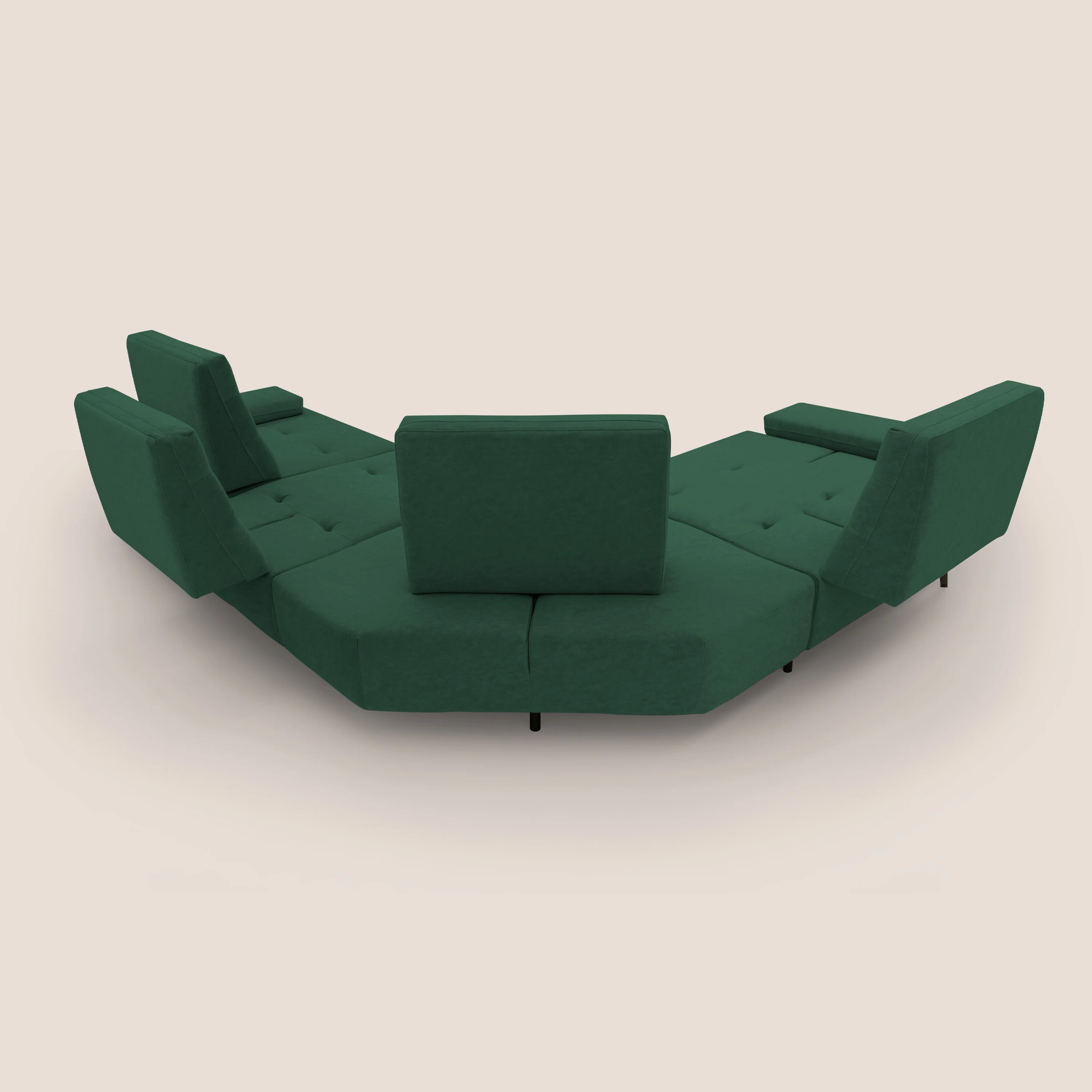 Lugano Canapé d'angle avec dossiers coulissants en velours doux T09 vert - Image 13