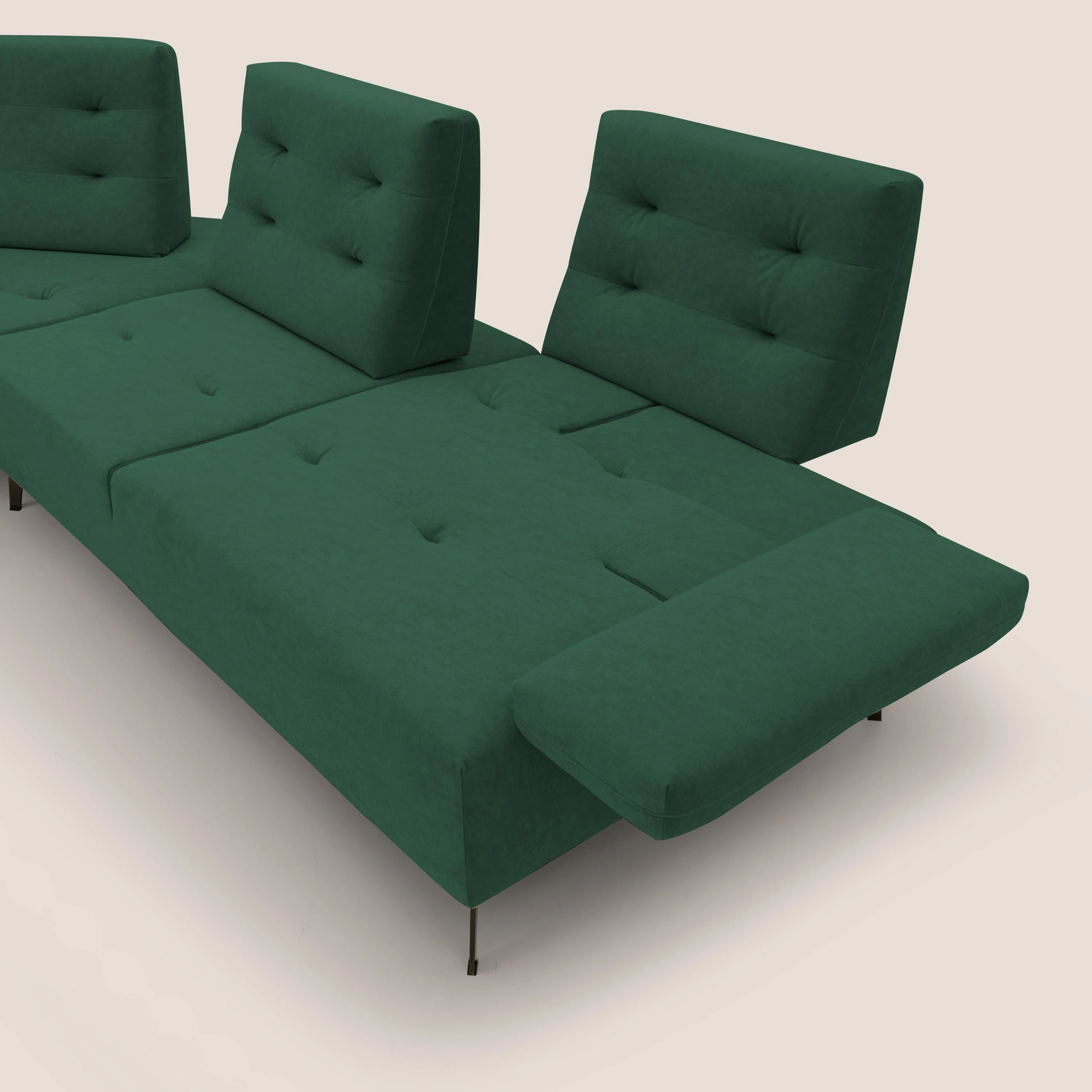 Lugano Canapé d'angle avec dossiers coulissants en velours doux T09 vert - Image 6