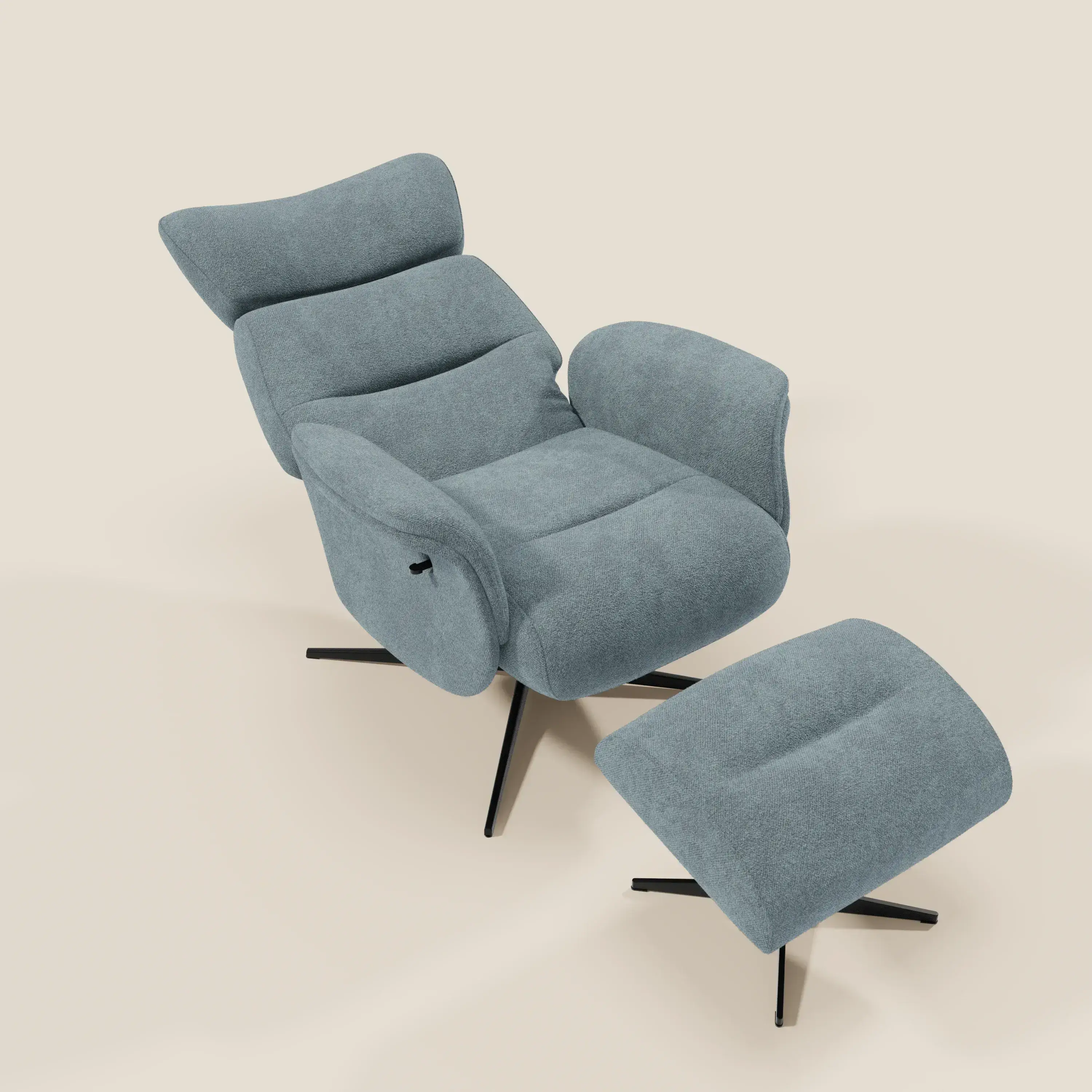 Lunor Fauteuil relax avec pouf en tissu bouclé imperméable T07 - Image 10
