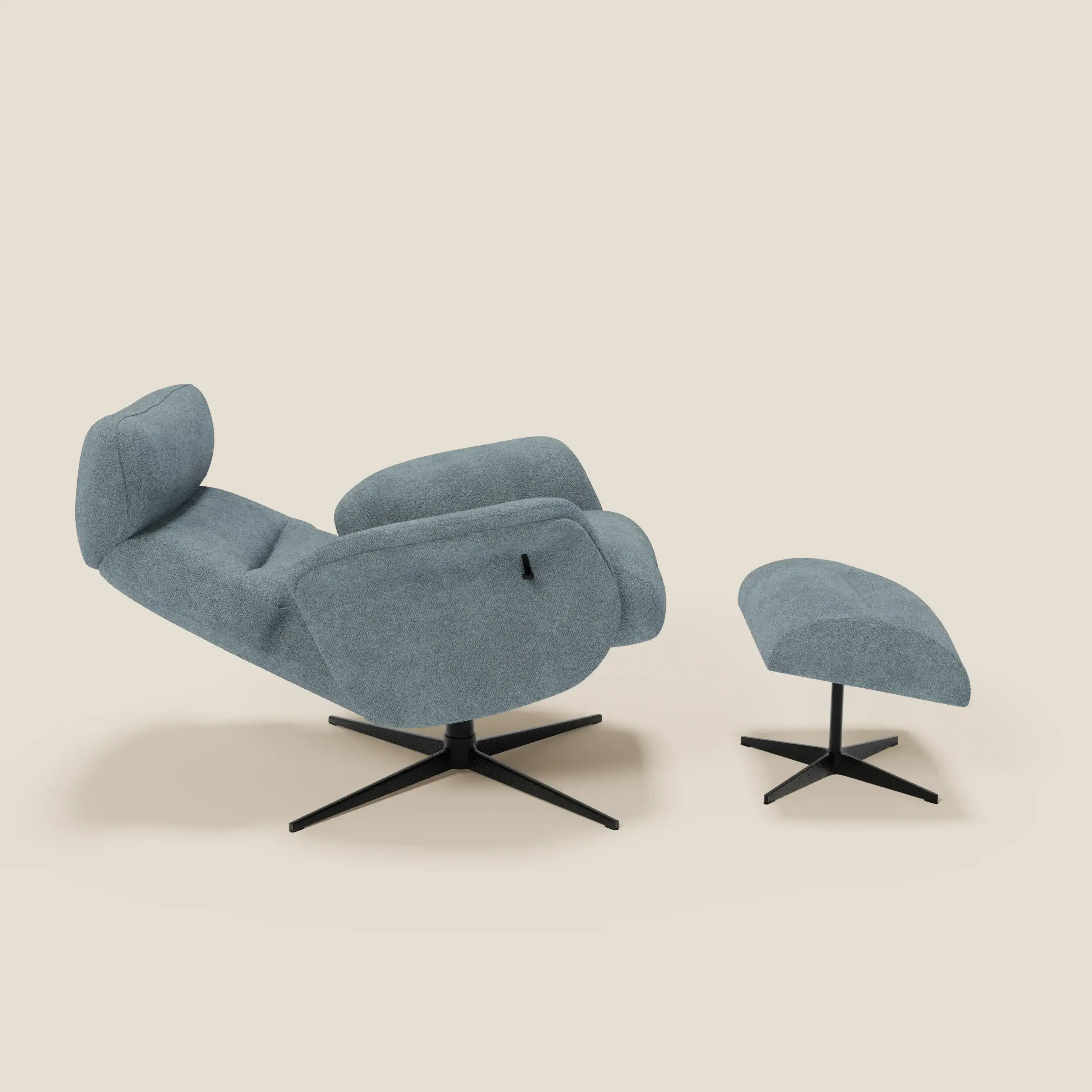 Lunor Fauteuil relax avec pouf en tissu bouclé imperméable T07 - Image 2