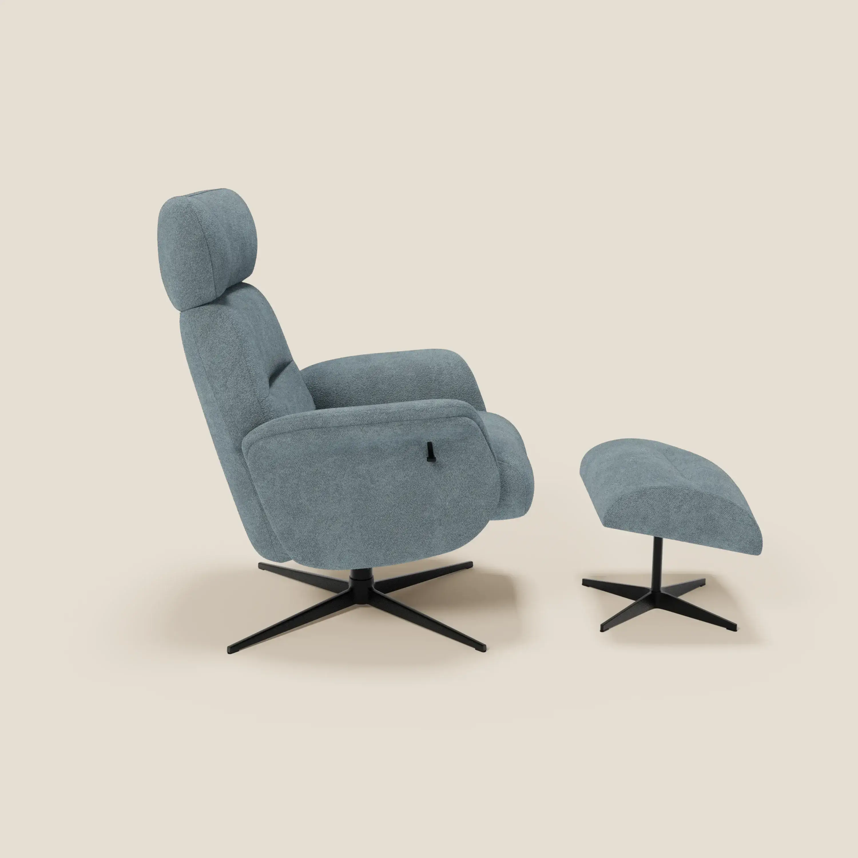 Lunor Fauteuil relax avec pouf en tissu bouclé imperméable T07 - Image 4