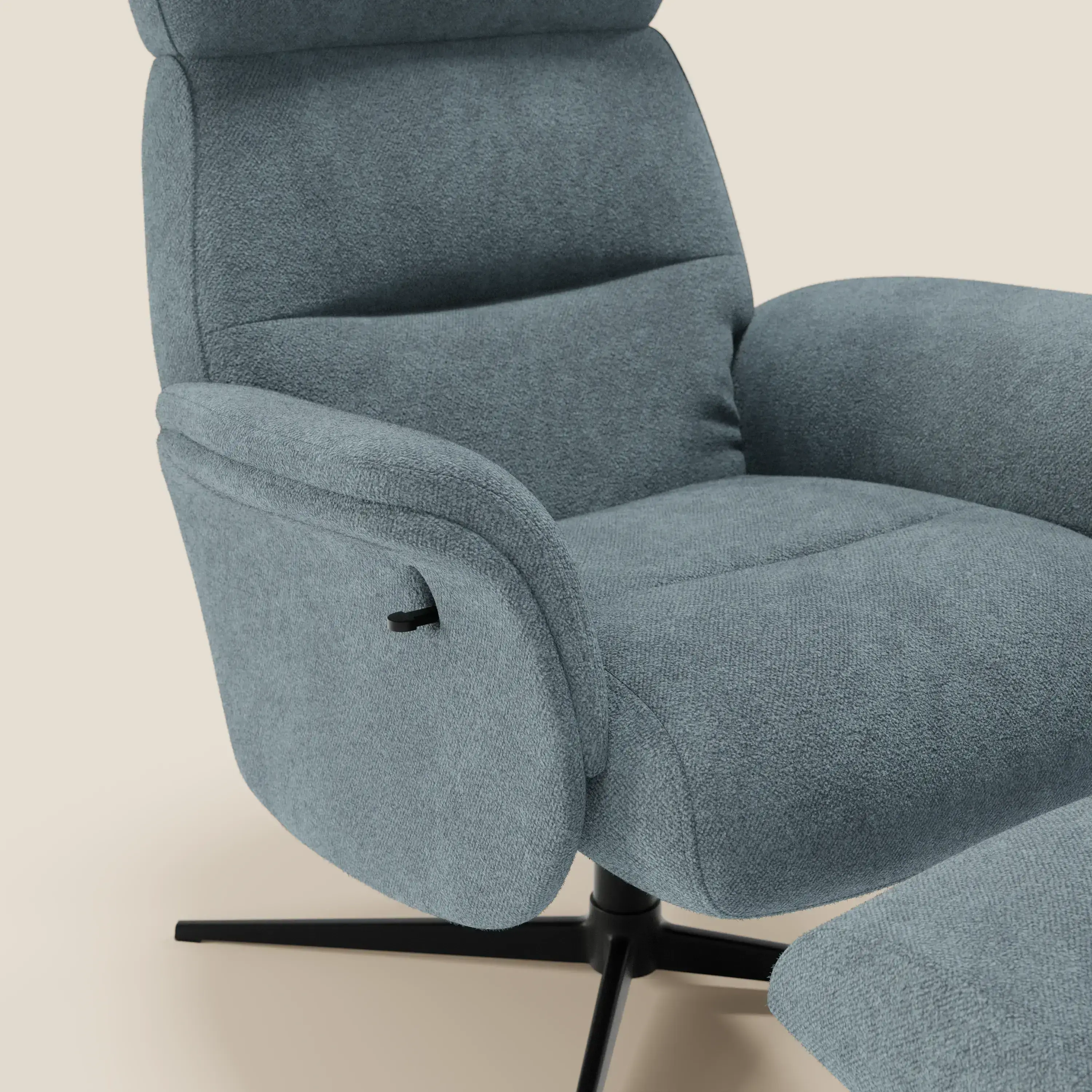 Lunor Fauteuil relax avec pouf en tissu bouclé imperméable T07 - Image 6