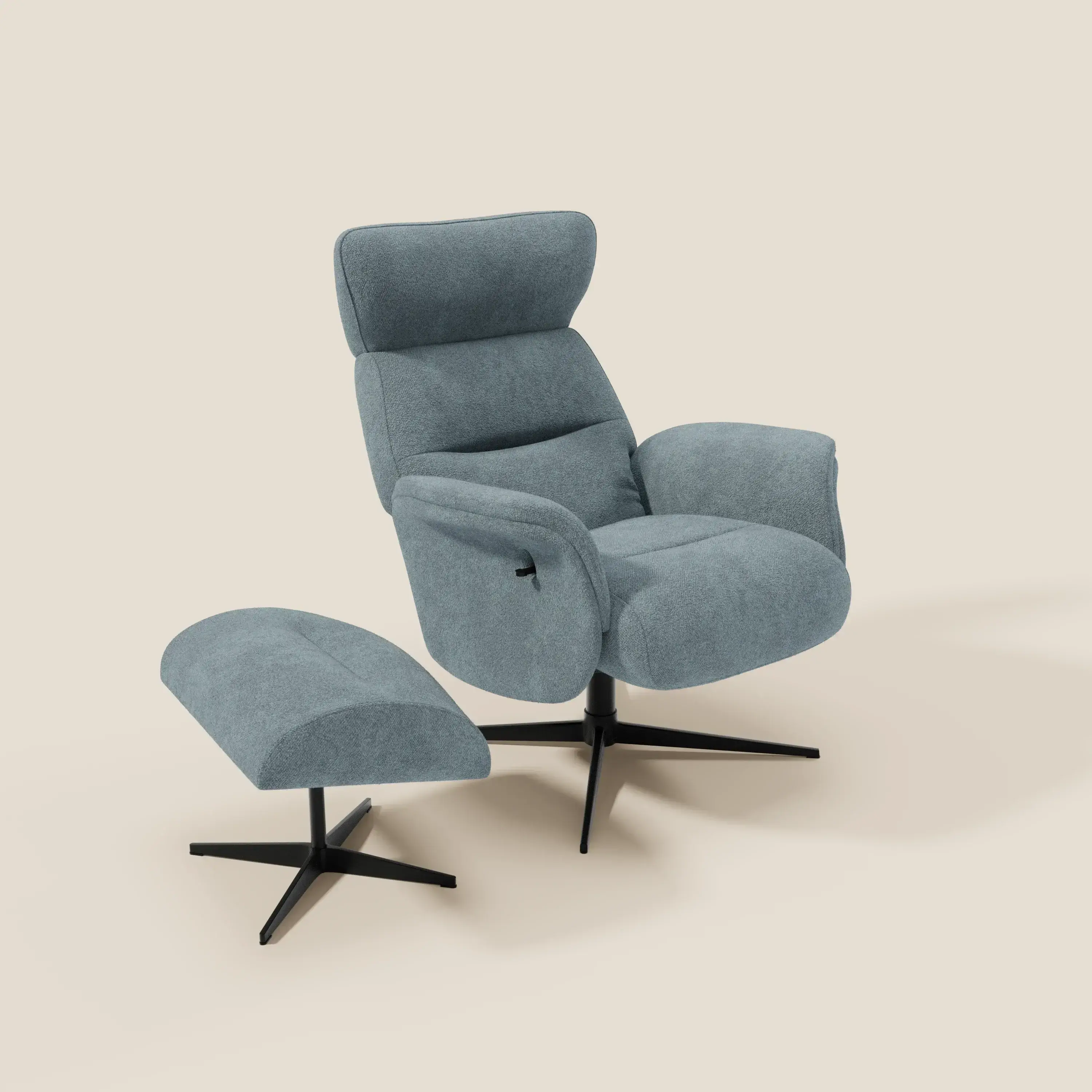 Lunor Fauteuil relax avec pouf en tissu bouclé imperméable T07 - Image 9