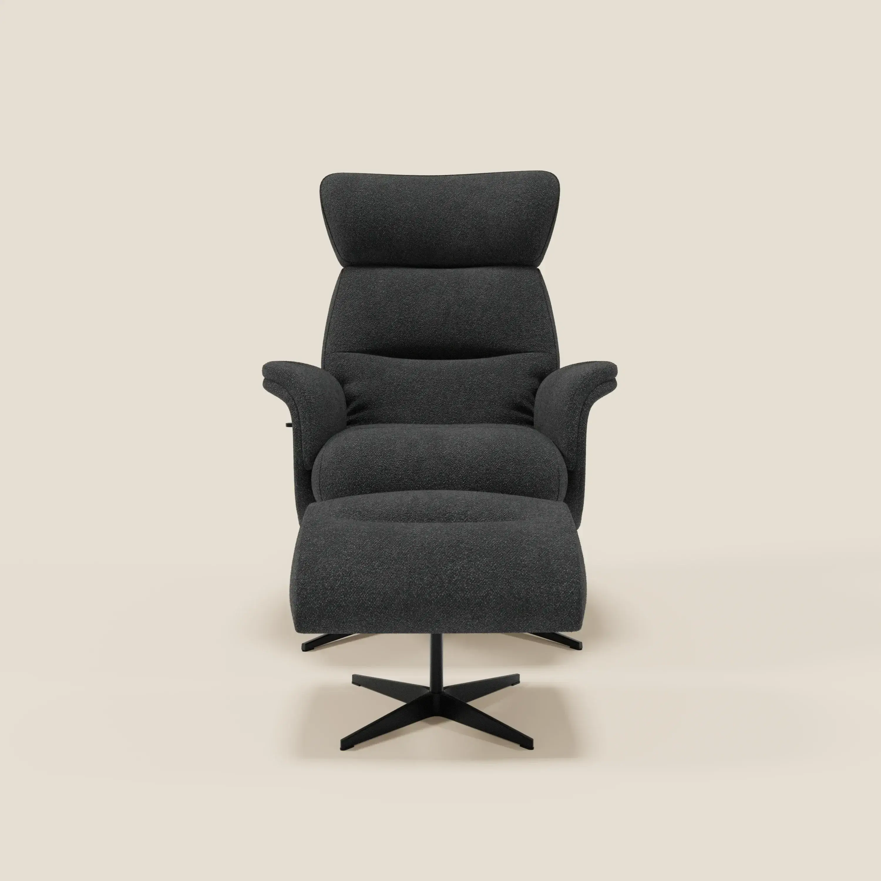Lunor Fauteuil relax avec pouf en tissu bouclé imperméable T07 anthracite - Image 3