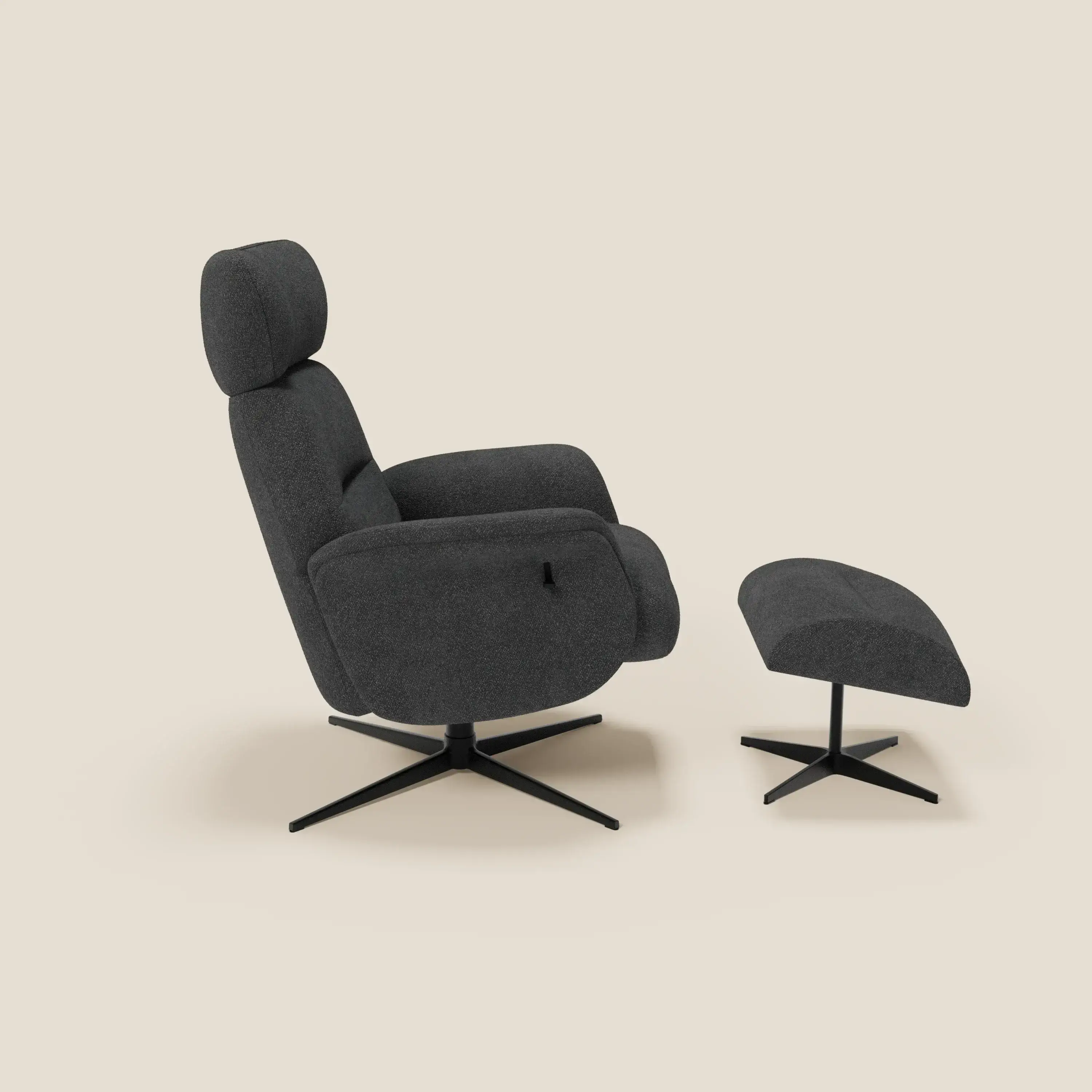 Lunor Fauteuil relax avec pouf en tissu bouclé imperméable T07 anthracite - Image 4