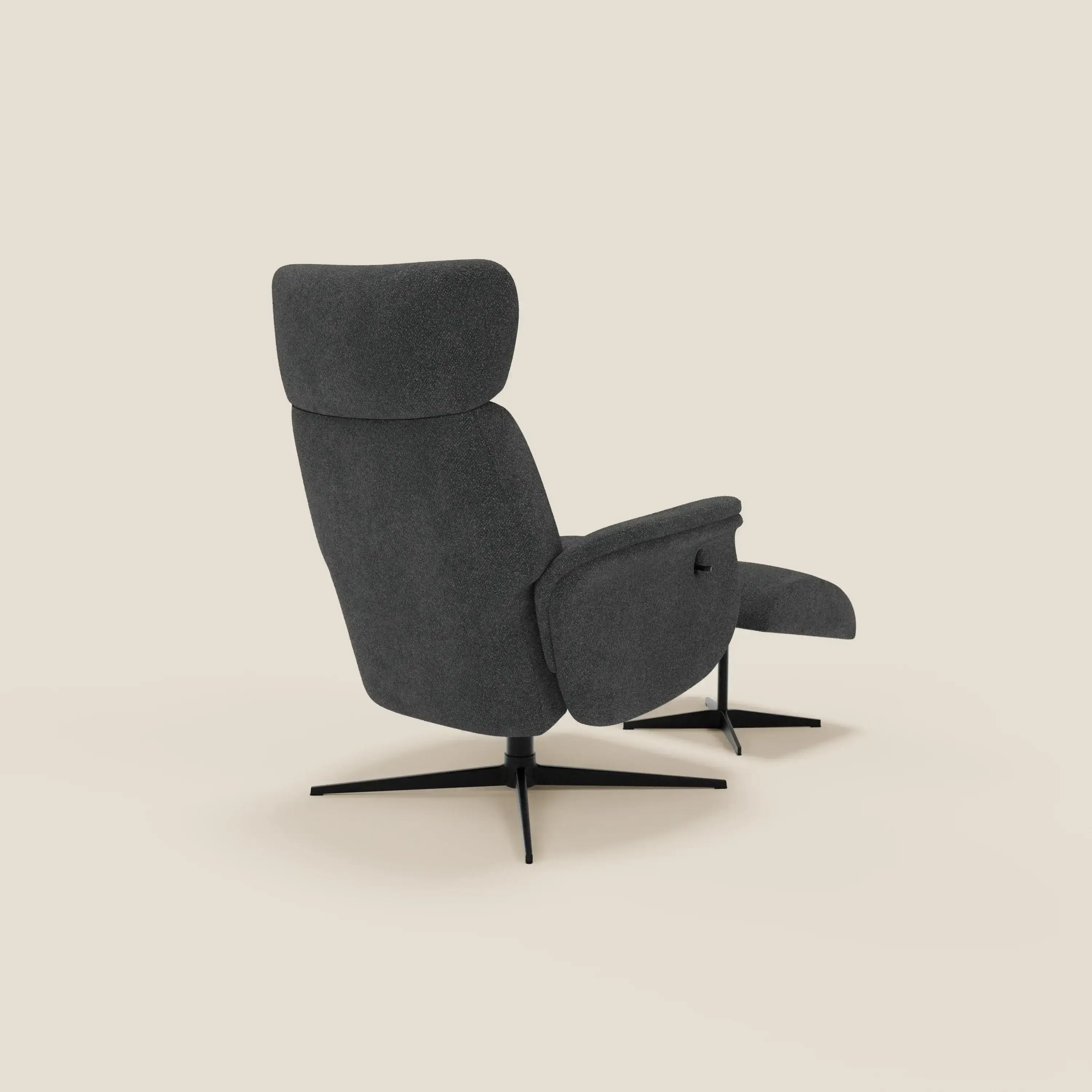 Lunor Fauteuil relax avec pouf en tissu bouclé imperméable T07 anthracite - Image 5