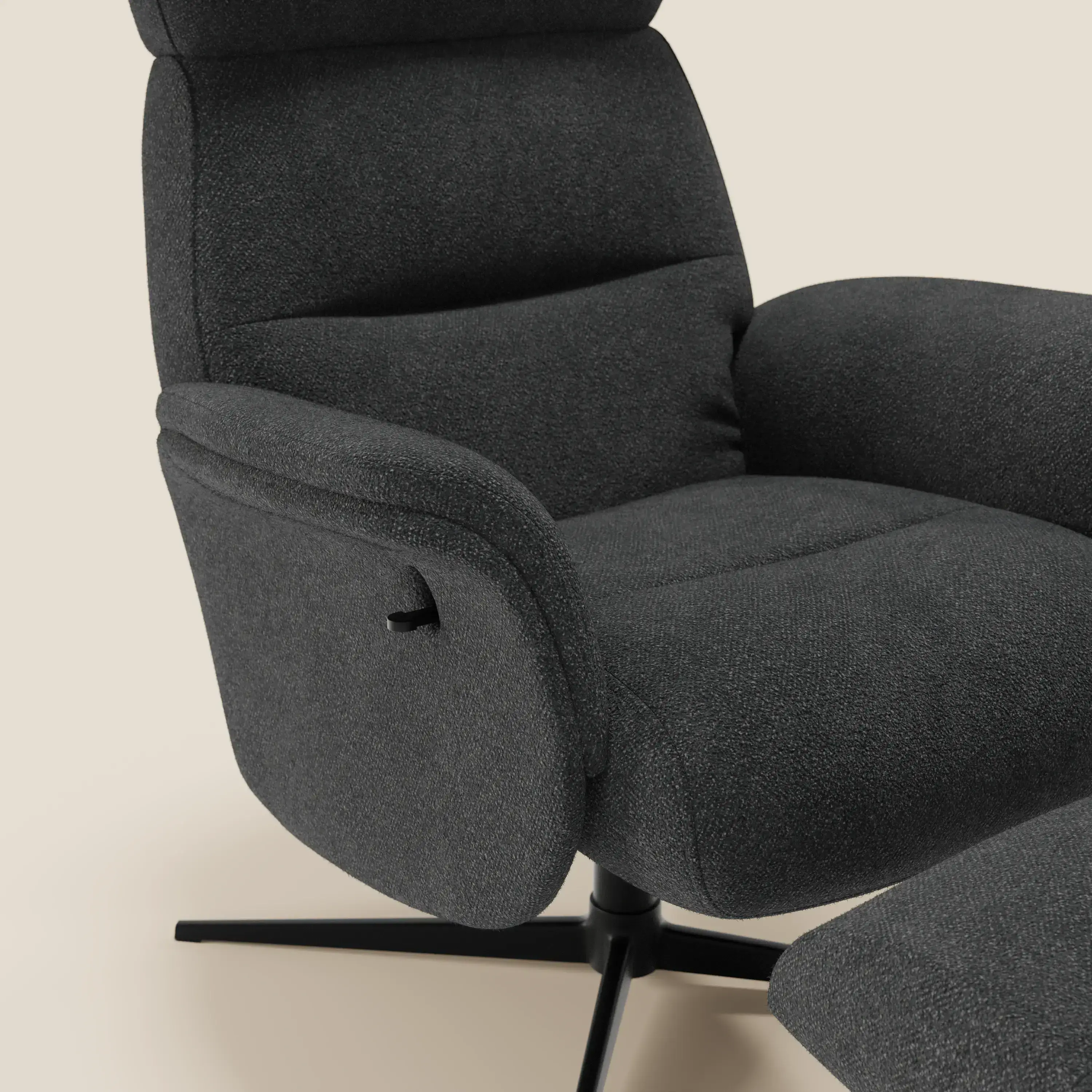 Lunor Fauteuil relax avec pouf en tissu bouclé imperméable T07 anthracite - Image 6