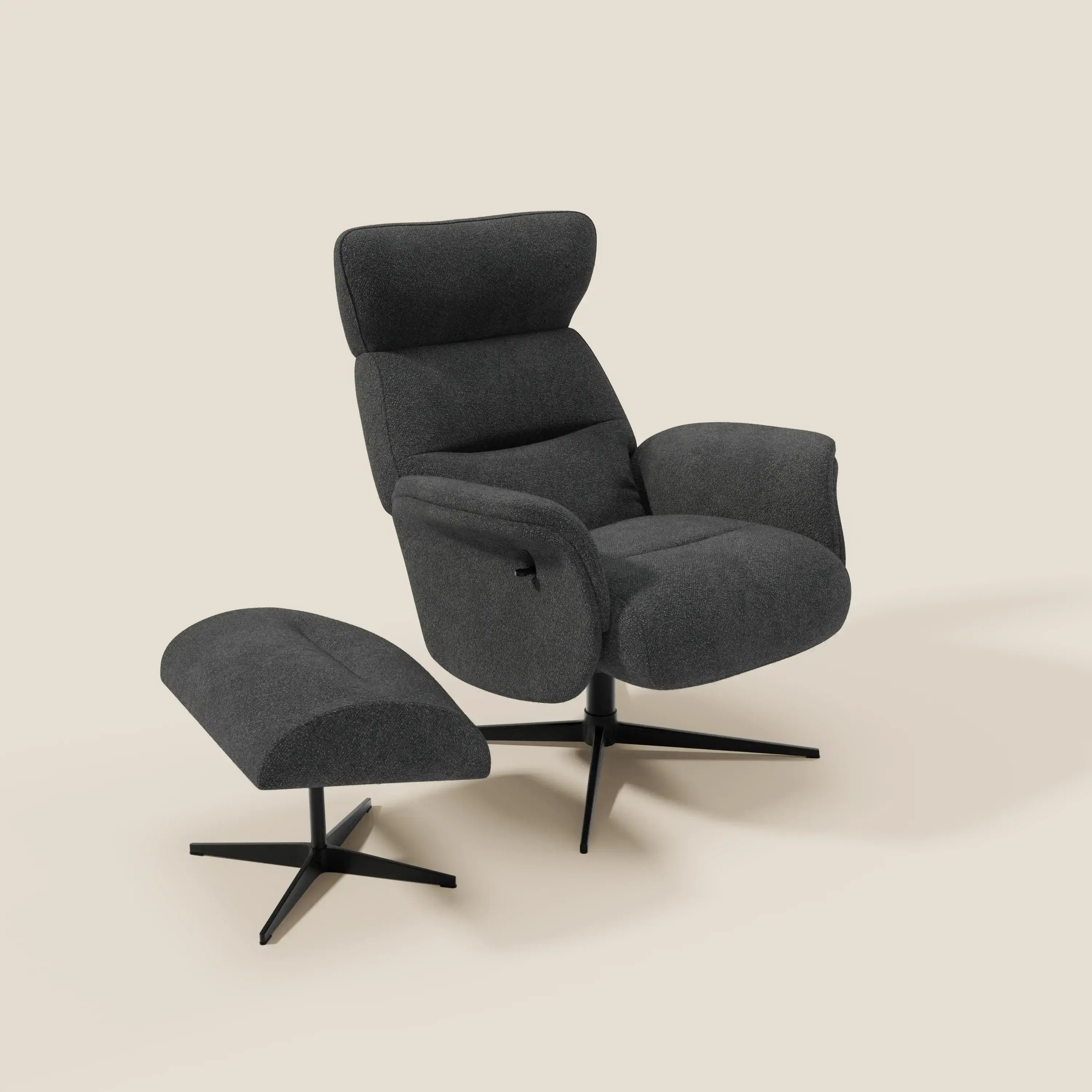 Lunor Fauteuil relax avec pouf en tissu bouclé imperméable T07 anthracite - Image 9
