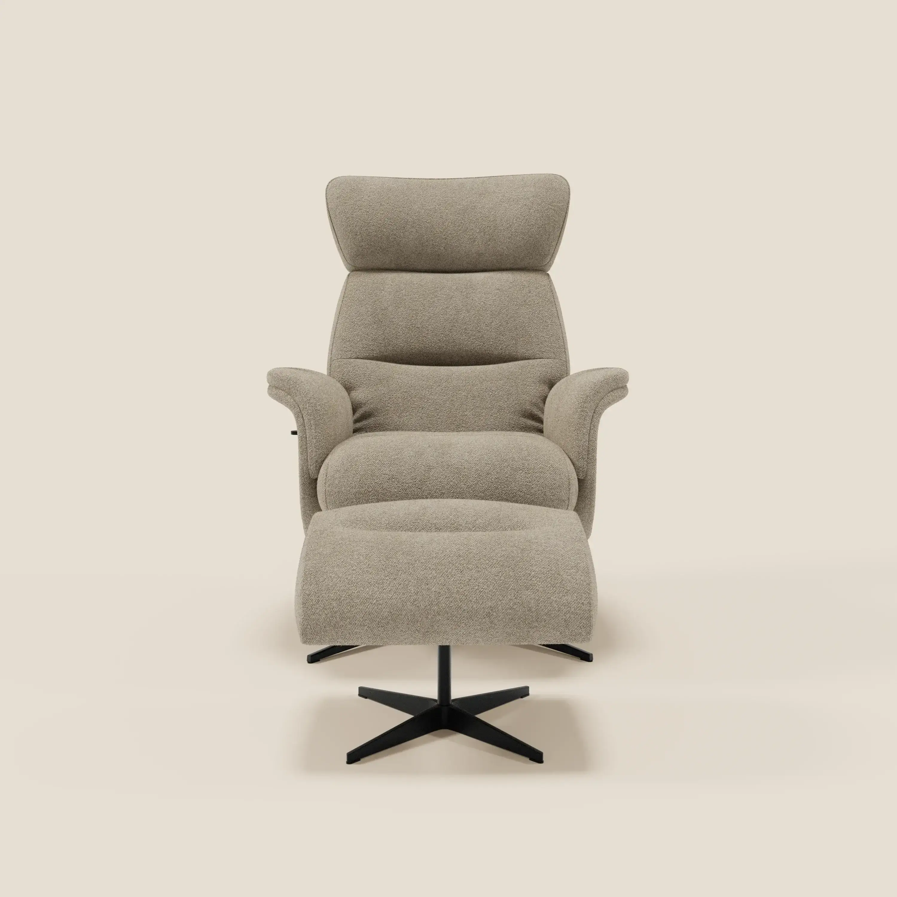 Lunor Fauteuil relax avec pouf en tissu bouclé imperméable T07 beige - Image 3