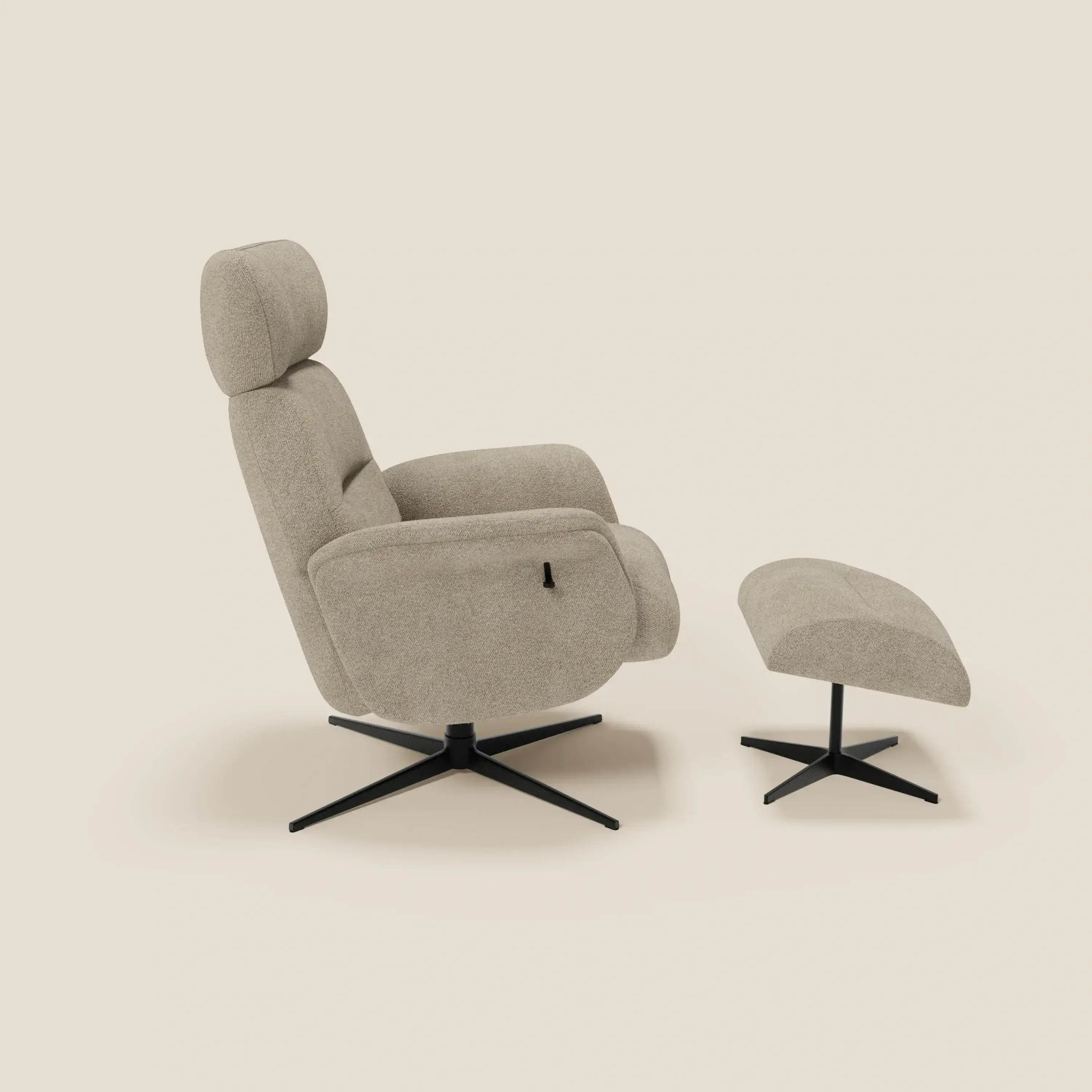 Lunor Fauteuil relax avec pouf en tissu bouclé imperméable T07 beige - Image 4