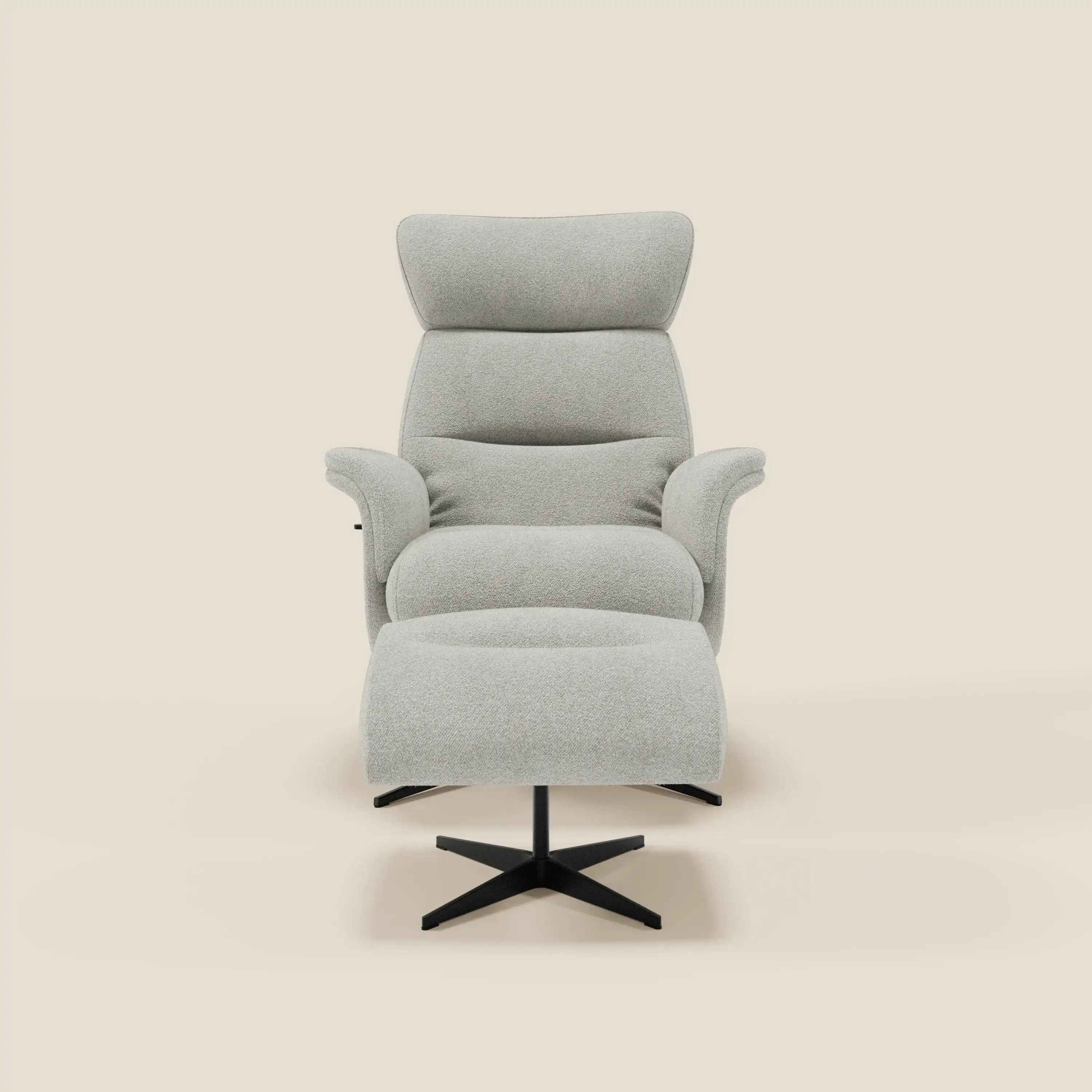 Lunor Fauteuil relax avec pouf en tissu bouclé imperméable T07 blanc - Image 3