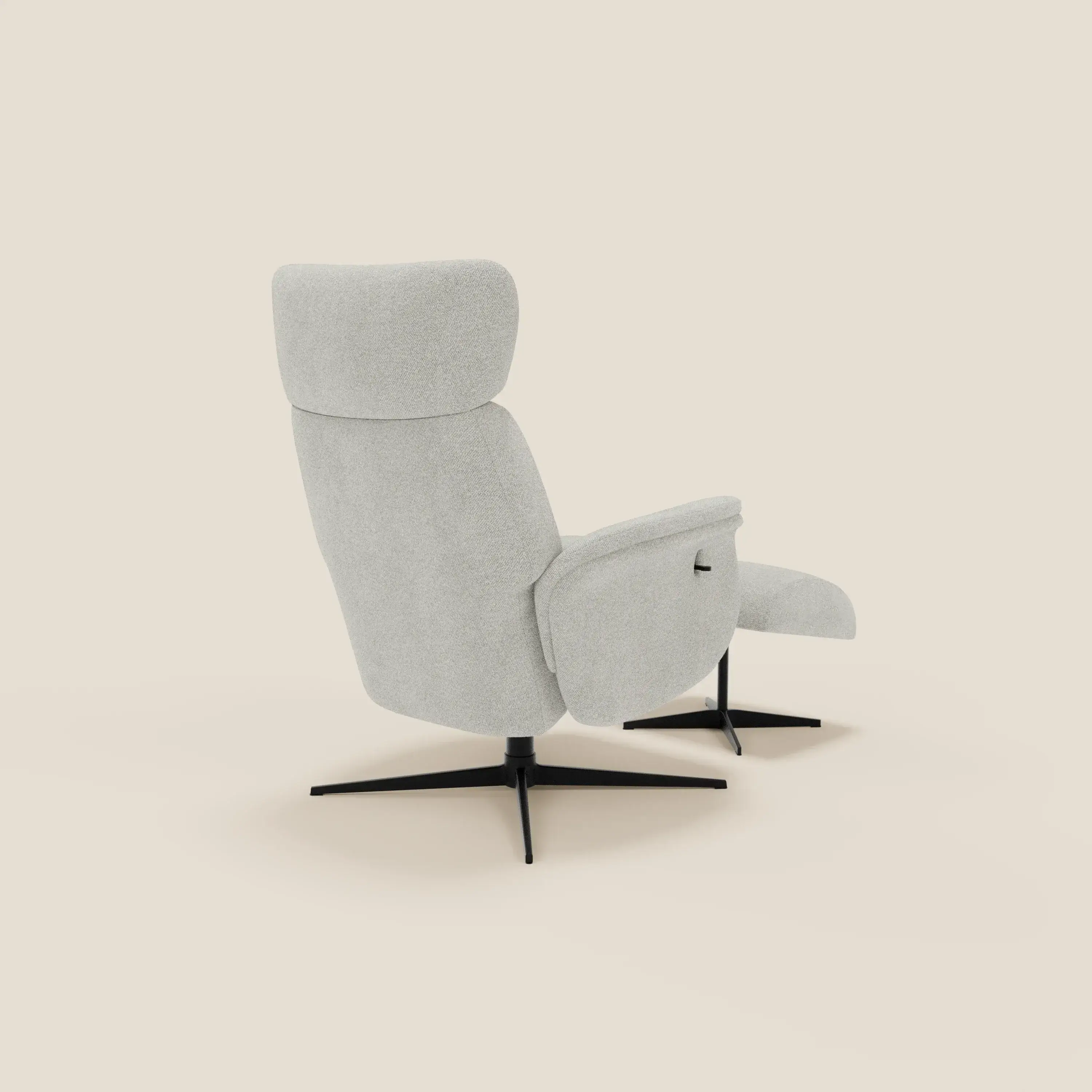 Lunor Fauteuil relax avec pouf en tissu bouclé imperméable T07 blanc - Image 5