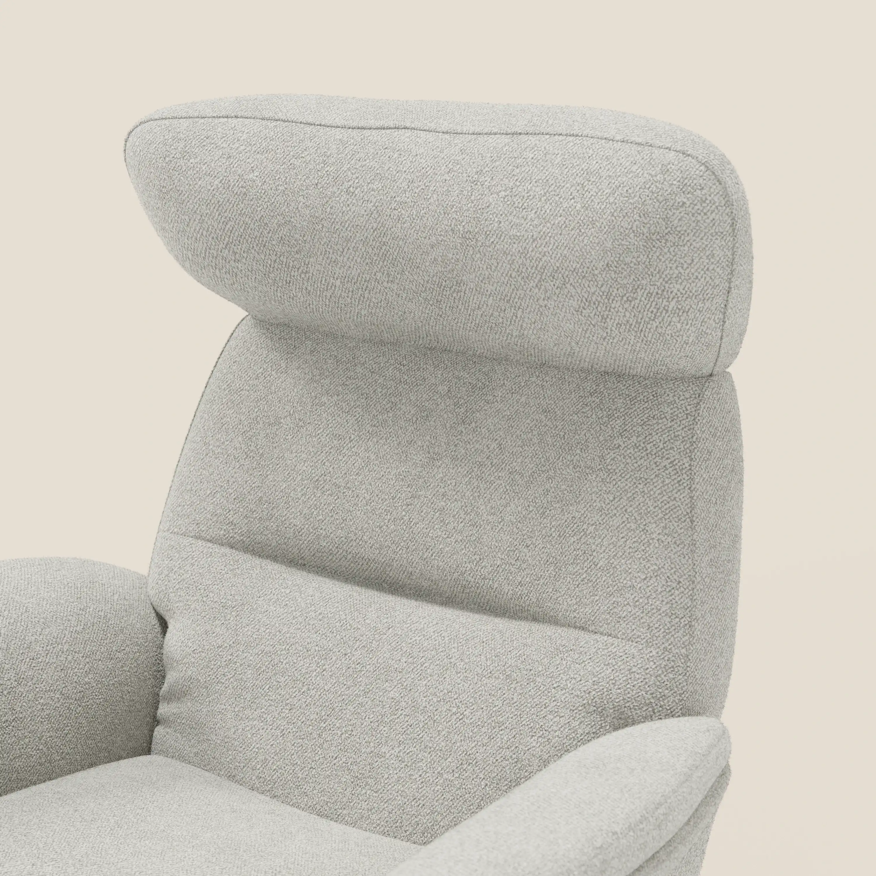 Lunor Fauteuil relax avec pouf en tissu bouclé imperméable T07 blanc - Image 7
