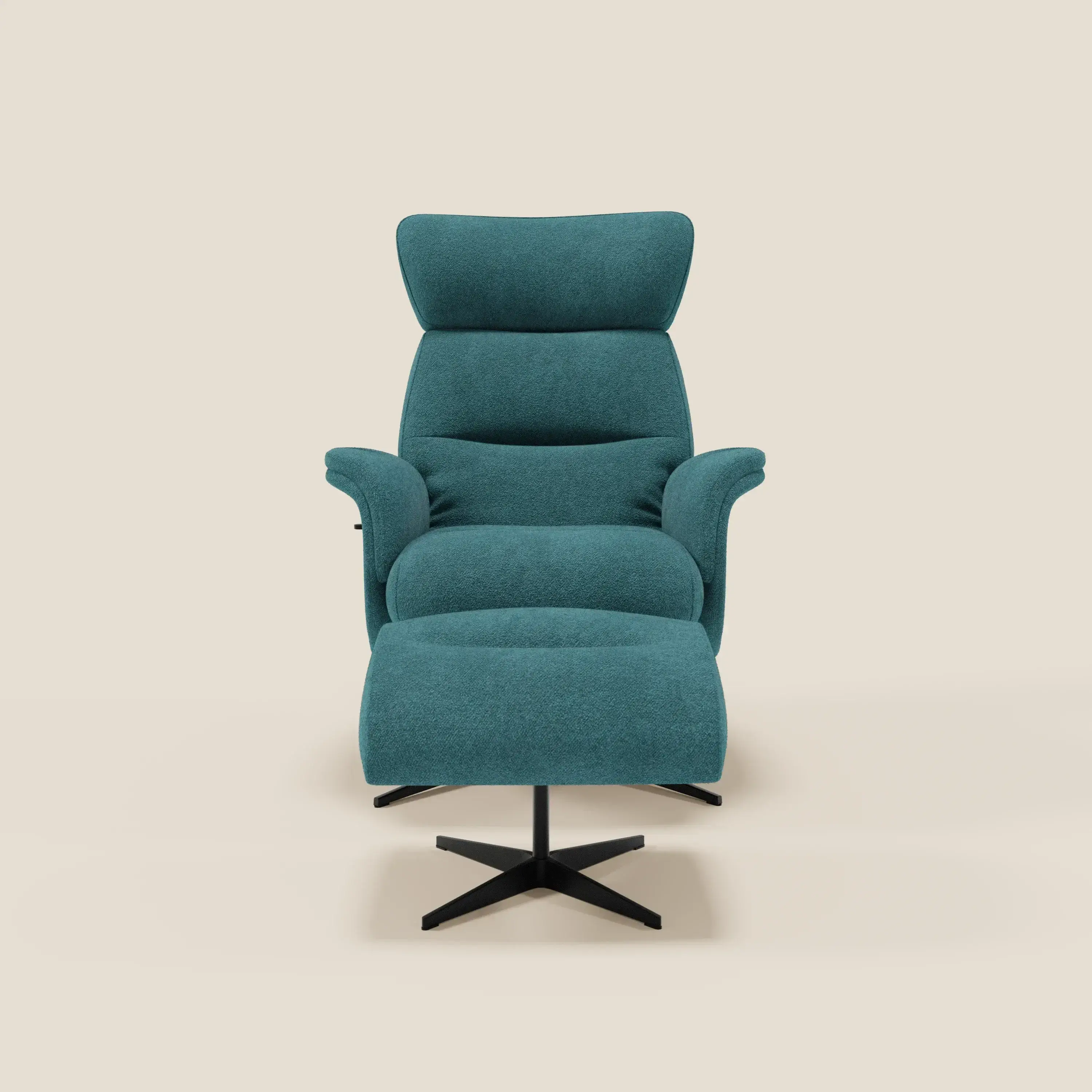 Lunor Fauteuil relax avec pouf en tissu bouclé imperméable T07 bleu ciel - Image 3
