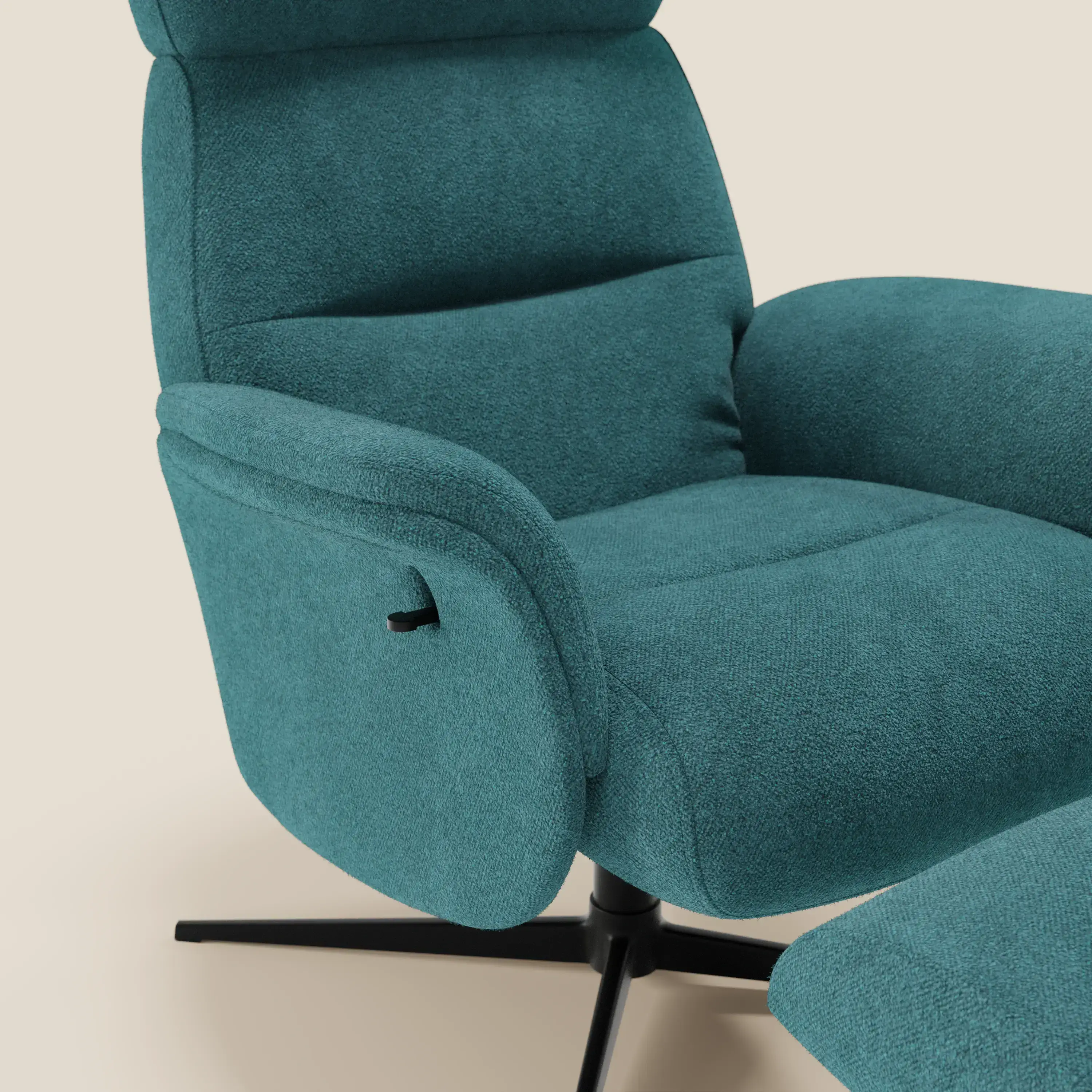 Lunor Fauteuil relax avec pouf en tissu bouclé imperméable T07 bleu ciel - Image 6
