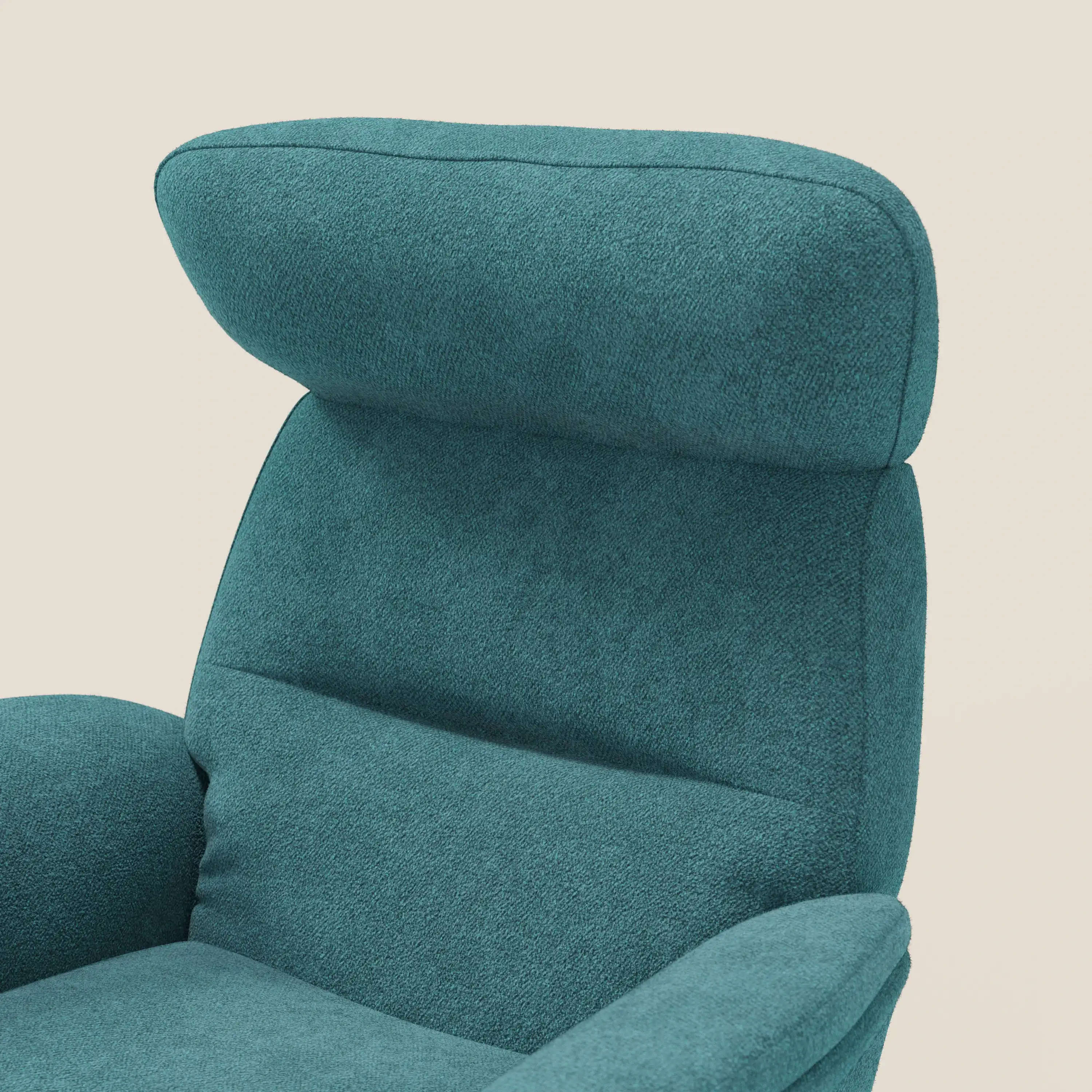 Lunor Fauteuil relax avec pouf en tissu bouclé imperméable T07 bleu ciel - Image 7