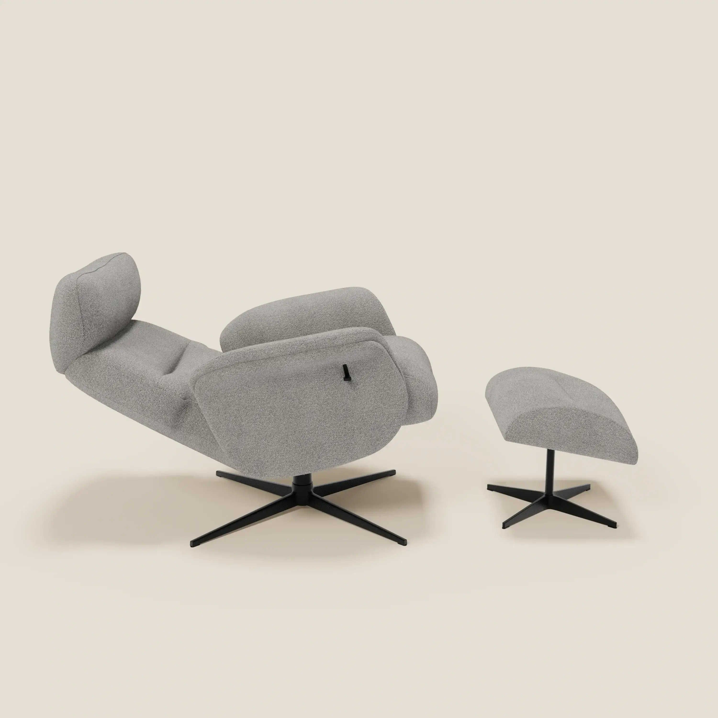 Lunor Fauteuil relax avec pouf en tissu bouclé imperméable T07 gris - Image 2