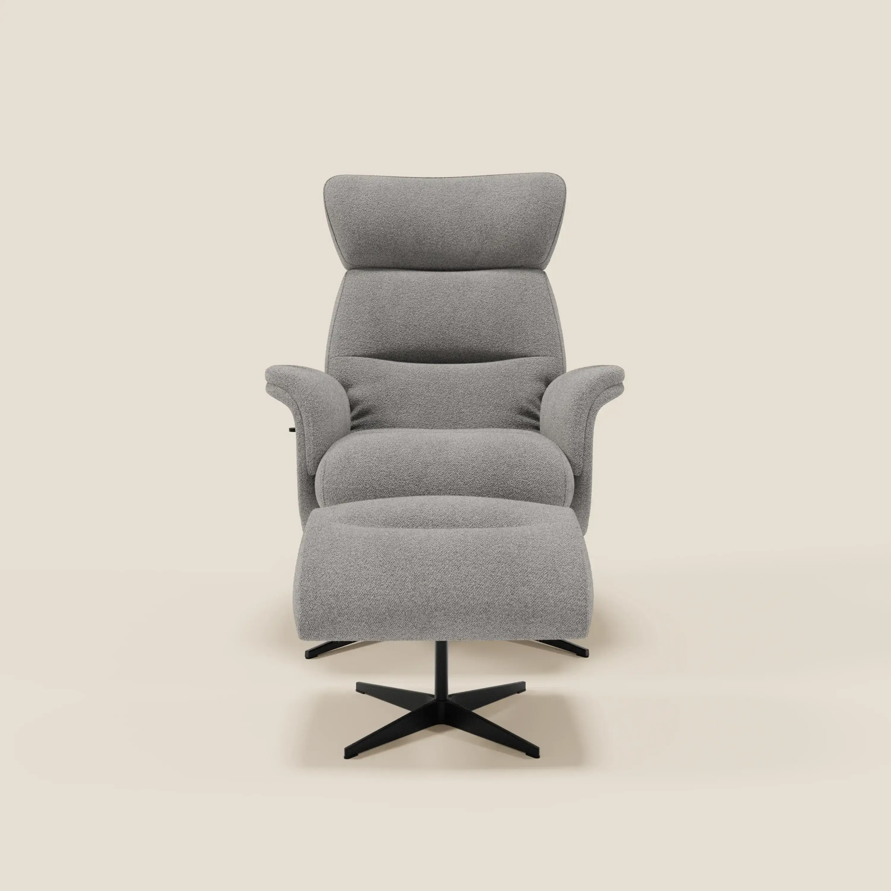 Lunor Fauteuil relax avec pouf en tissu bouclé imperméable T07 gris - Image 3