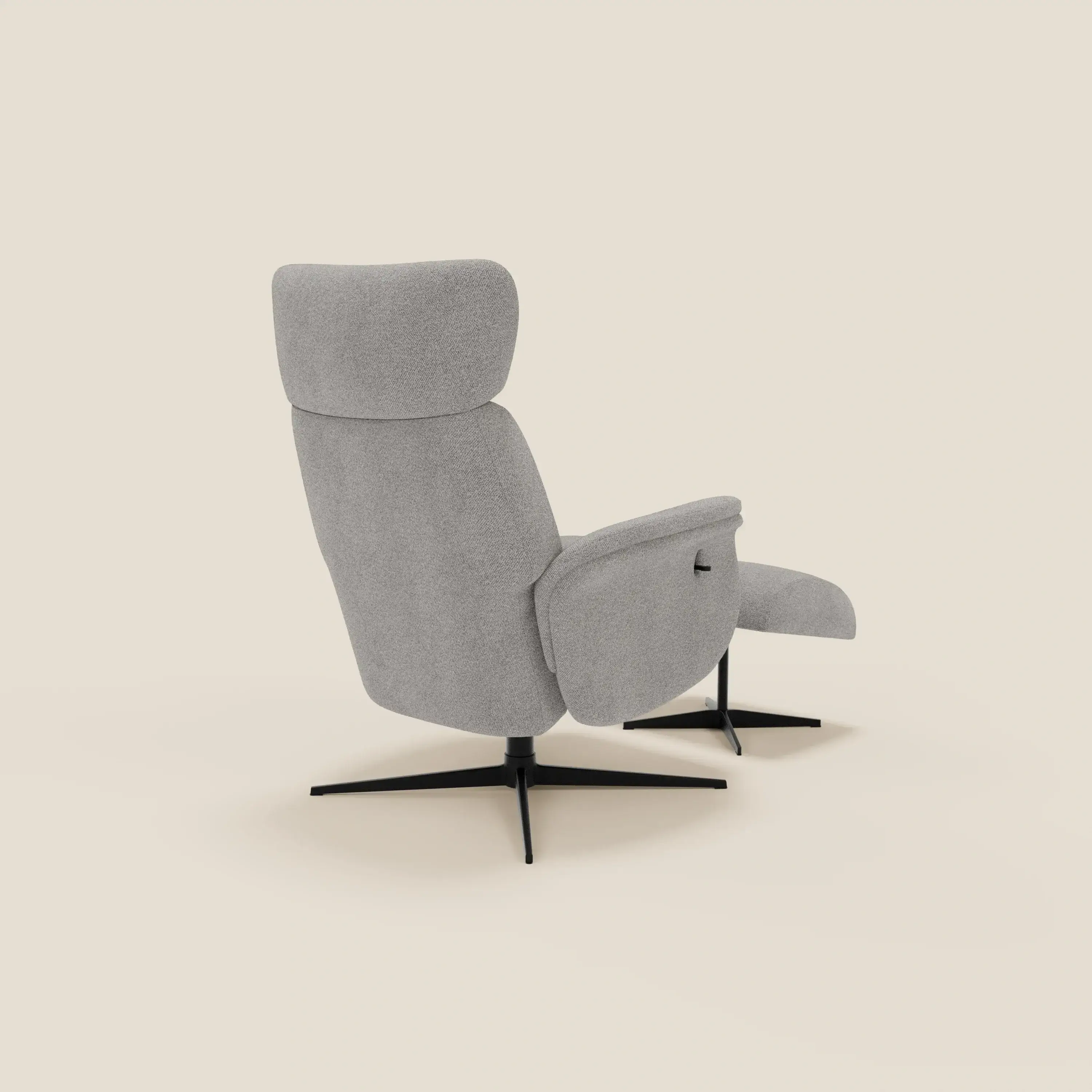 Lunor Fauteuil relax avec pouf en tissu bouclé imperméable T07 gris - Image 5