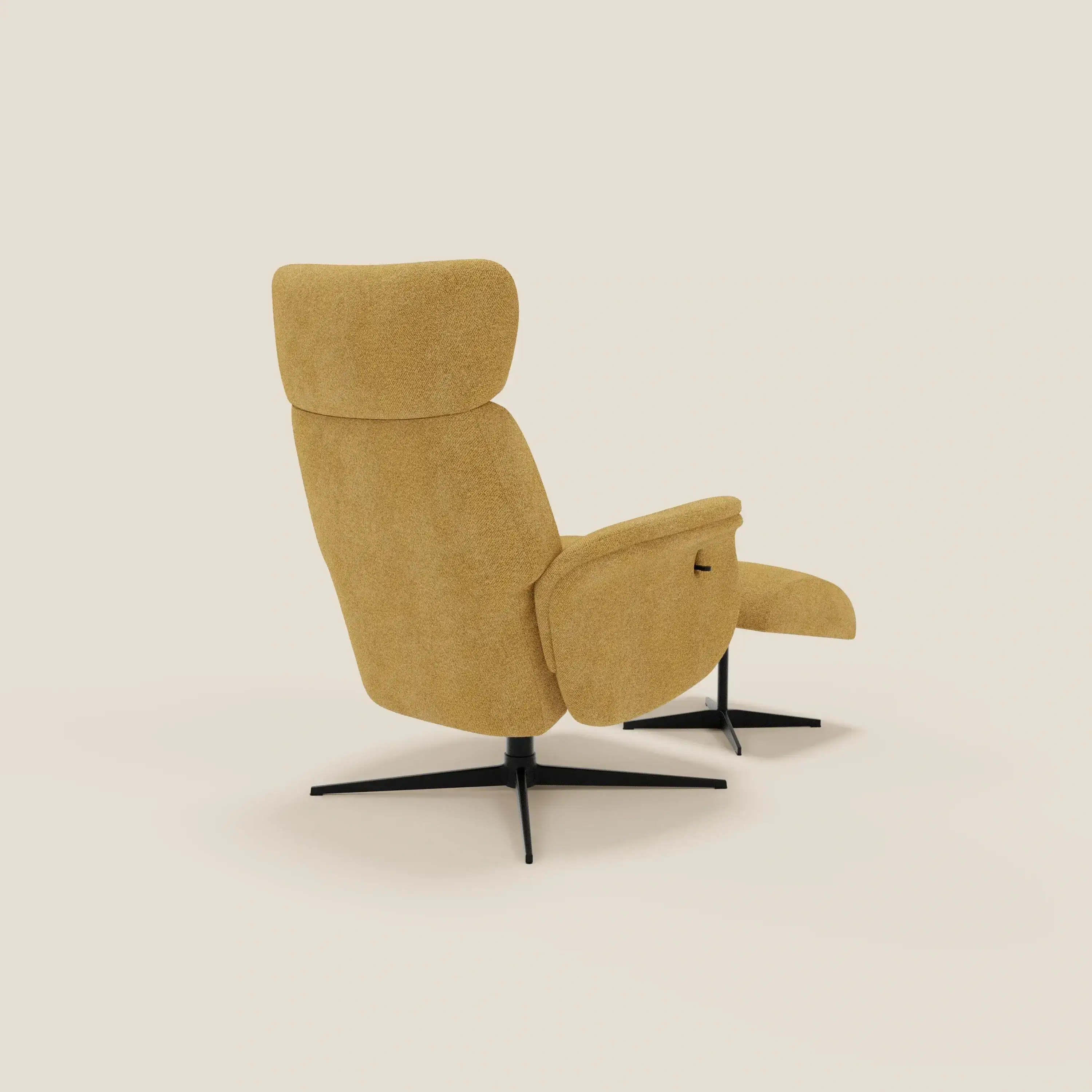 Lunor Fauteuil relax avec pouf en tissu bouclé imperméable T07 jaune - Image 5