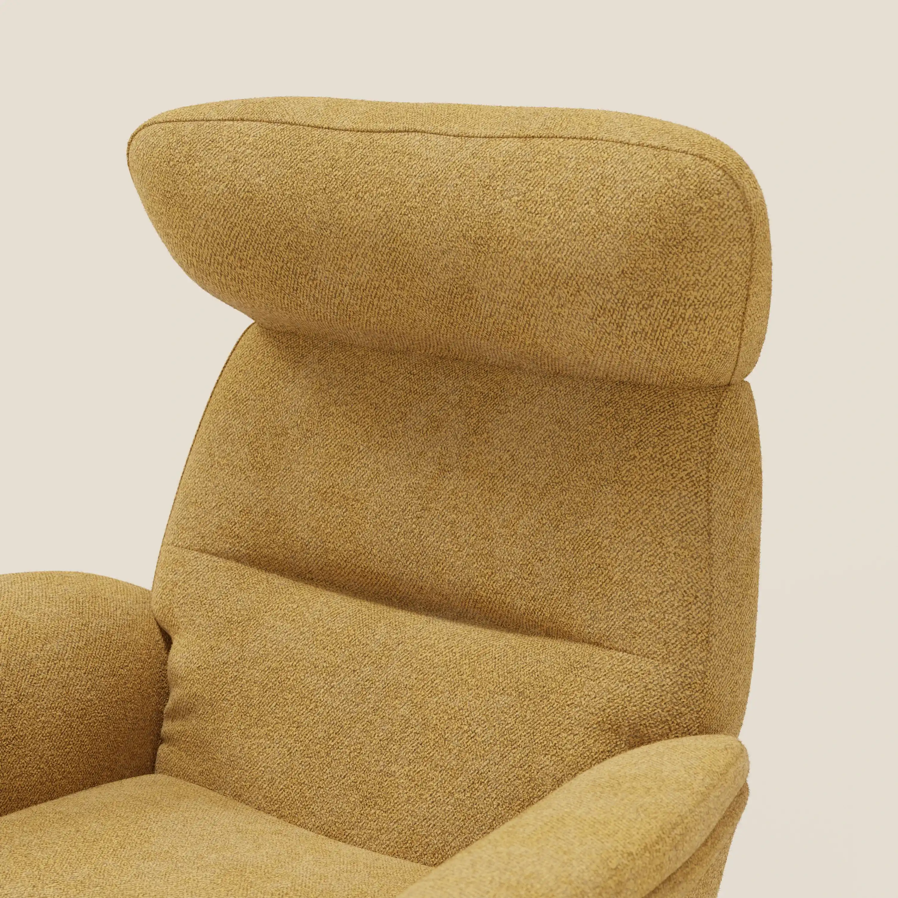 Lunor Fauteuil relax avec pouf en tissu bouclé imperméable T07 jaune - Image 7